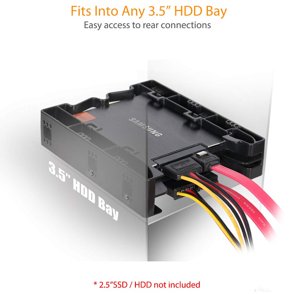 ICY DOCK Dual 2.5 inch to 3.5 inch HDD & SSD Light Weight Mounting Bracket Adapter for Internal 3.5' Drive Bay | EZ Fit Lite MB290SP B