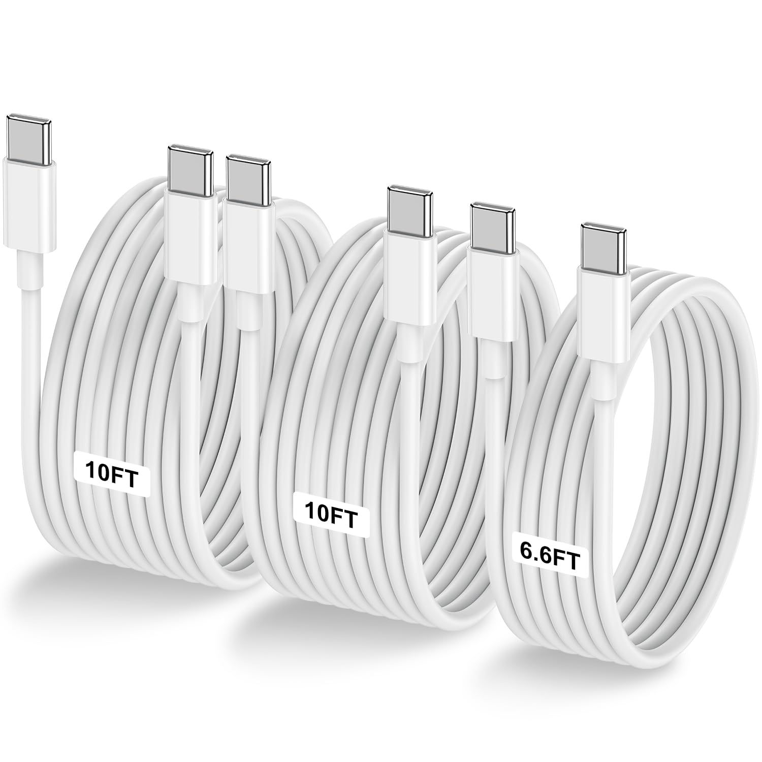 Lofpye 3 Pack [6.6Ft+10Ft+10Ft] 60W Usb C To Usb C Cable, Type C To Type C Cable,Fast Charging Cable For Iphone 15/15Plus/15 Pro