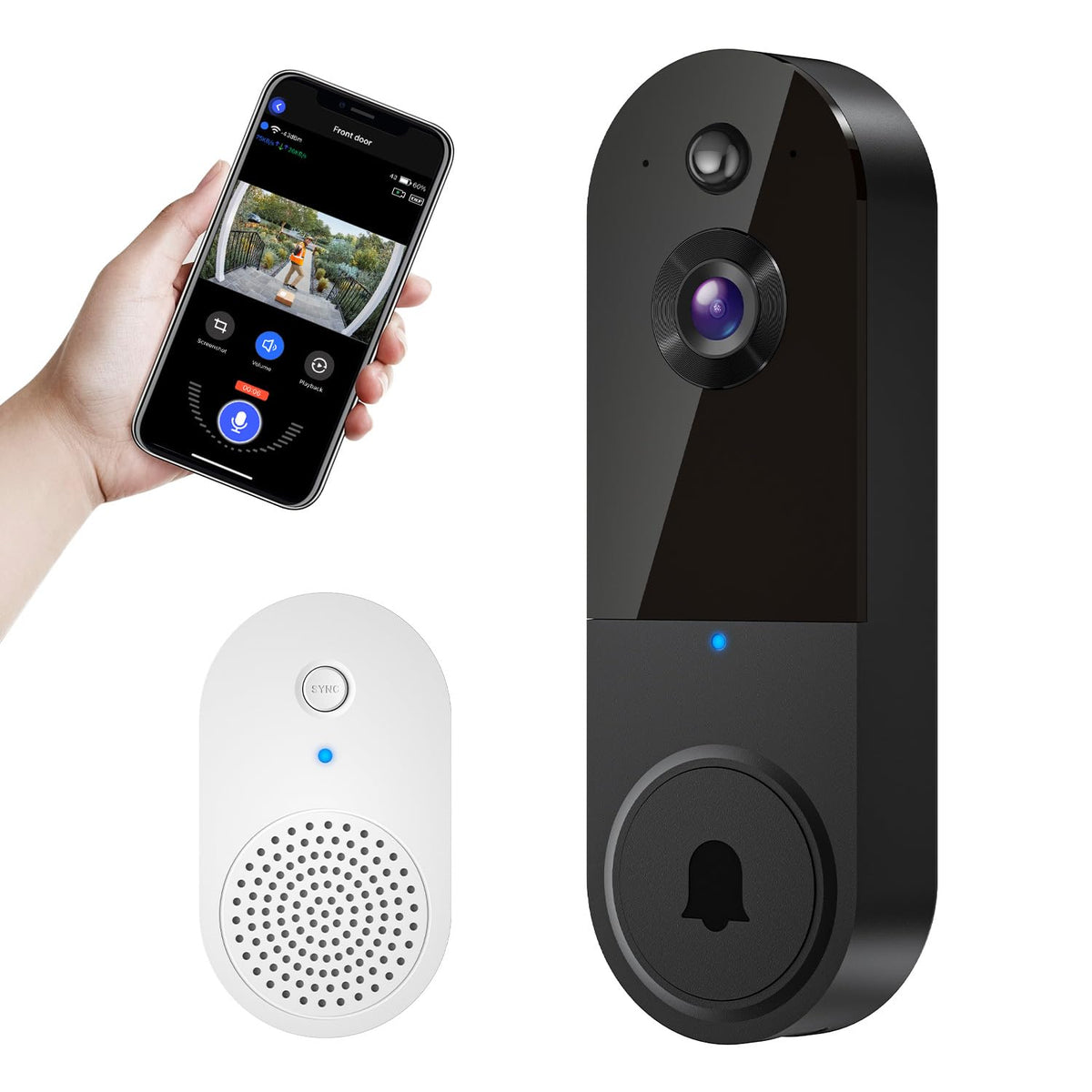 Hubposh Smart Video Doorbell Camera Wireless Wi-Fi Cam With Night Vision,Motion Detection, Cloud Storage, Two Way Audio, Chime R