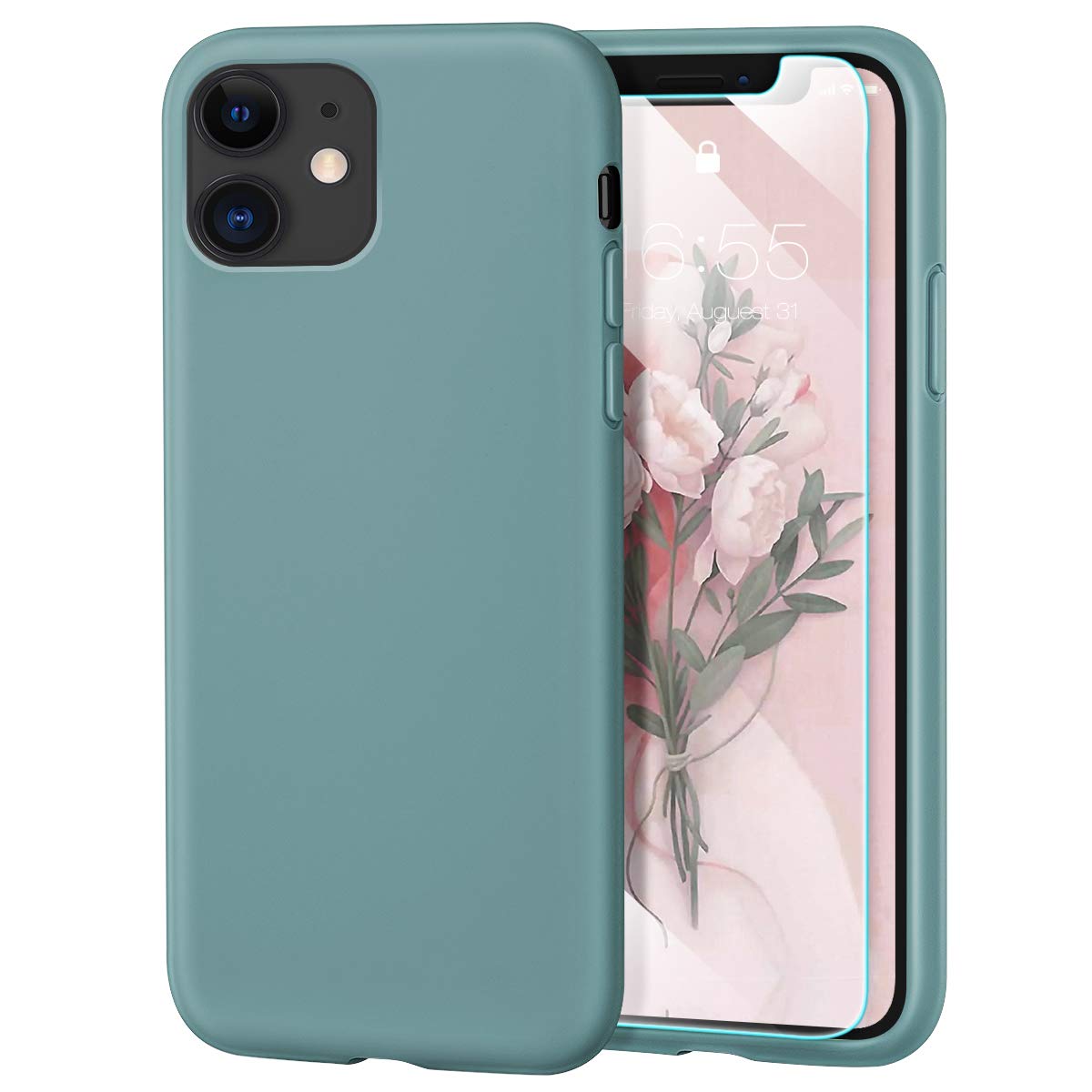 Milprox Case Compatible For Iphone 11 With Screen Protector, Liquid Silicone Gel Rubber Shockproof Slim Shell With Soft Microfib