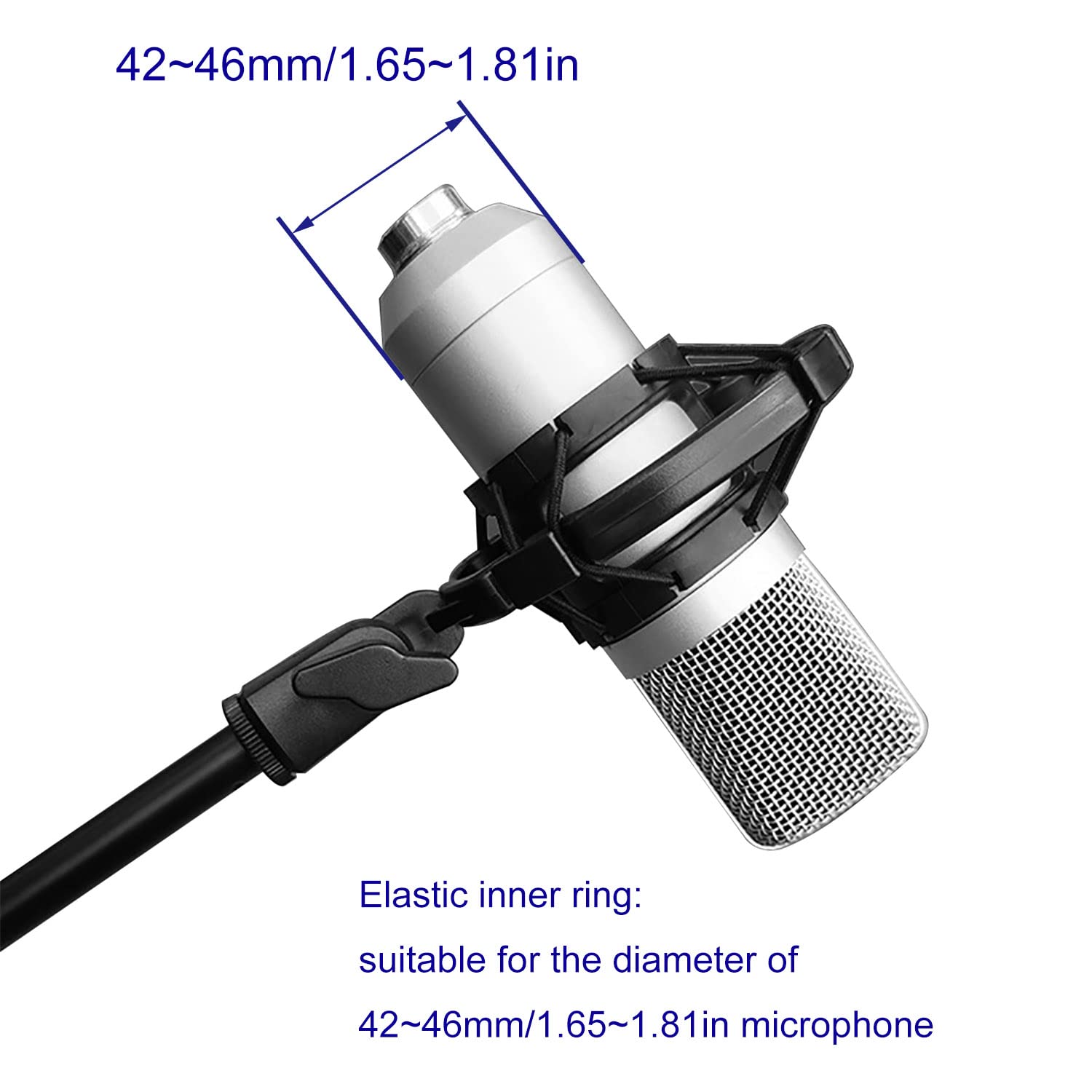 Microphone Shock Mount Luorng Universal Black Anti Vibration Mic Holder For 42~46Mm/1.65~1.81In Diameter Studio Condenser Mic, M