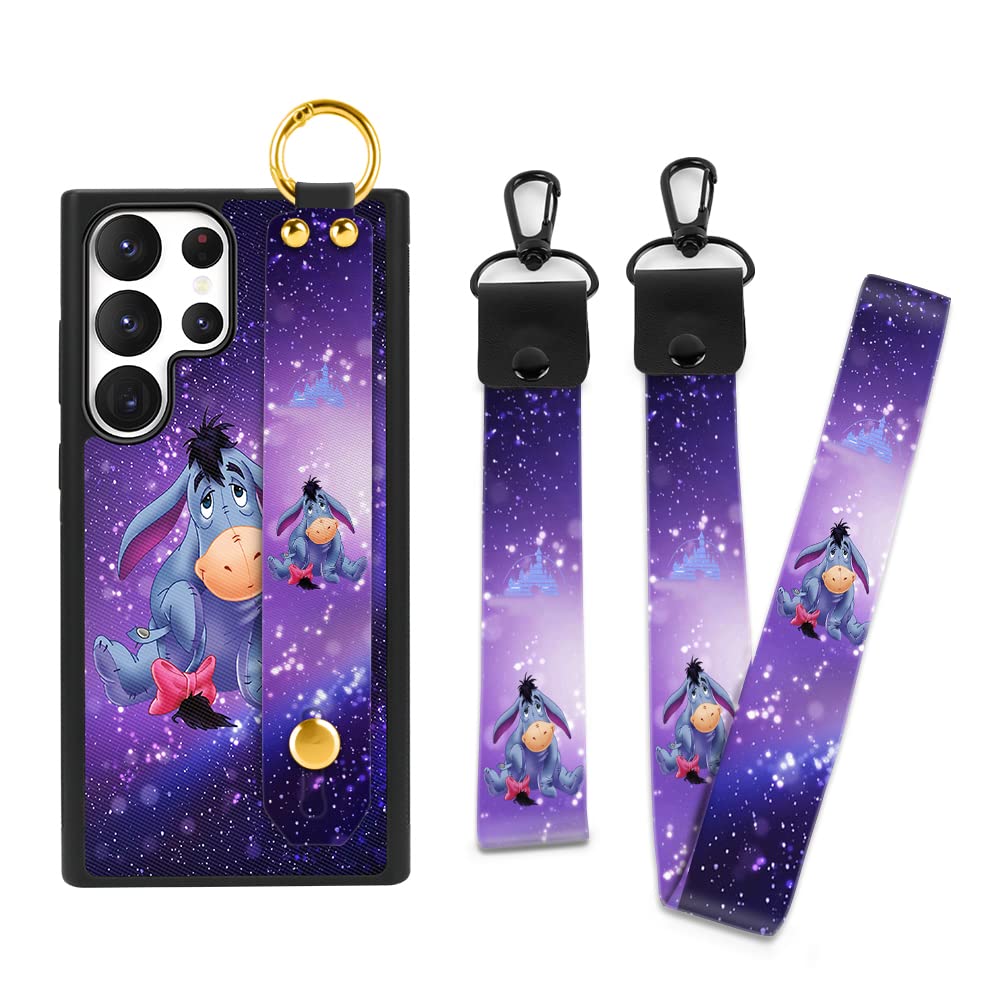 Cuwana Cartoon Case For Samsung Galaxy S23 Ultra Case (2023) Cute Purple Eeyore Cartoon Character Design With Lanyard Wrist Stra