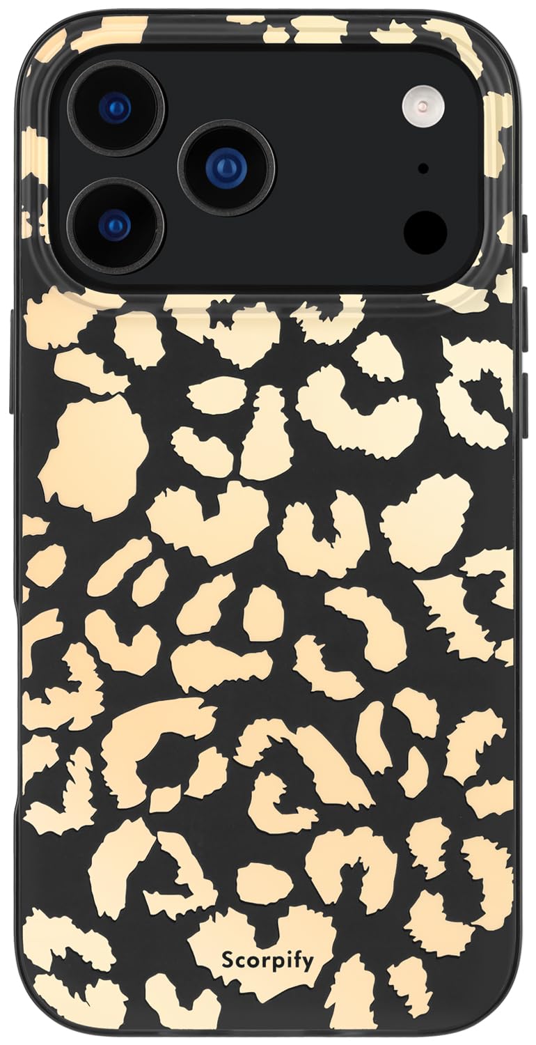 SCORPIFY for iPhone 17 Pro Case [Compatible with MagSafe] with Matte Skin Tone Leopard Print Design, Cute Black Cheetah Magnetic