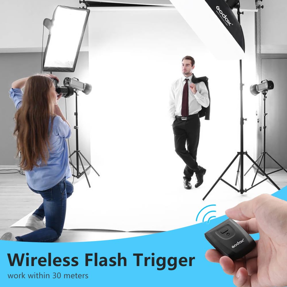 Godox Professional Studio Strobe Lights Kit For Photography, Strobe Softbox Lighting Kit, 2X180W 5600K Monolights With Flash Tri