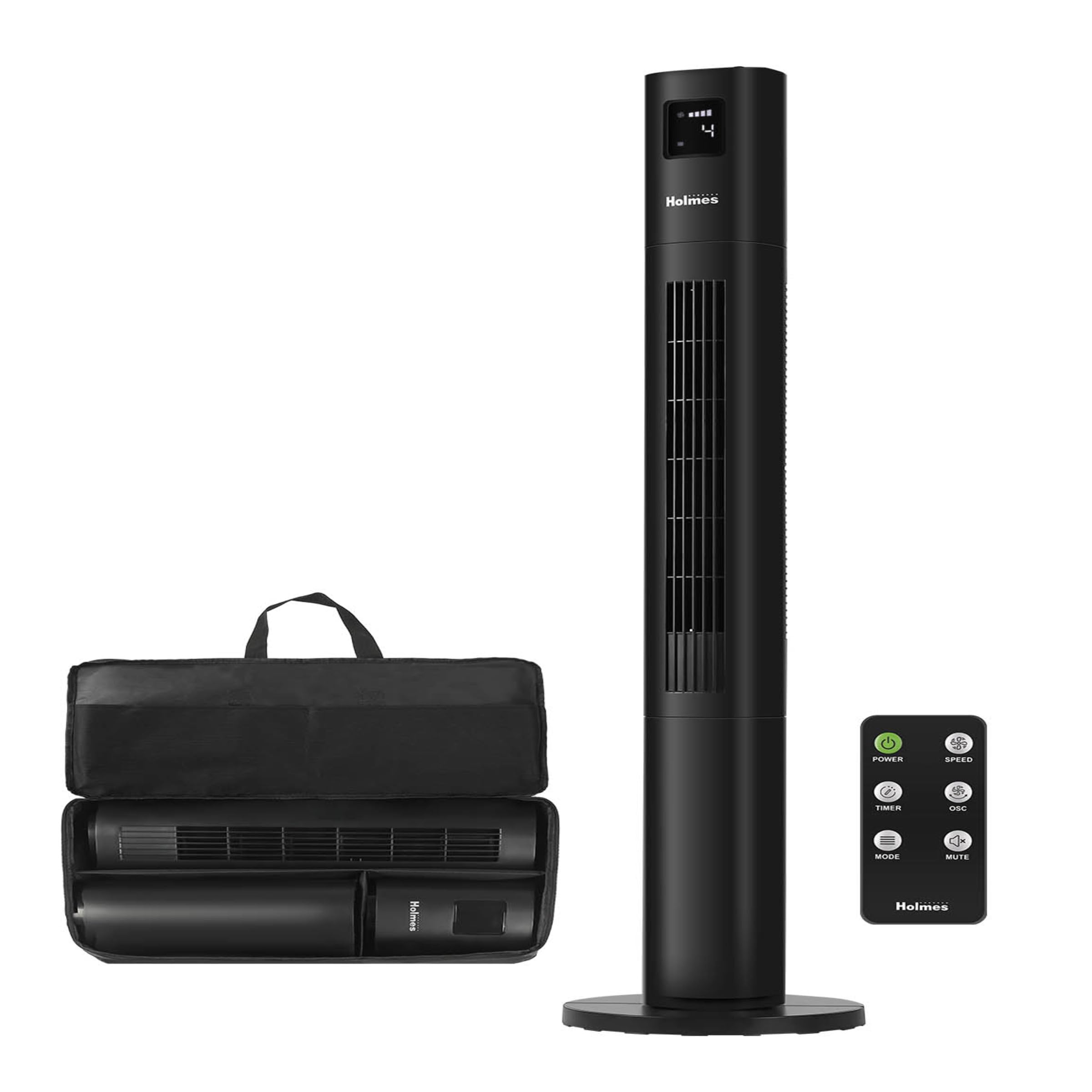 Holmes Stack N Connect 45'' Digital Tower Fan, Clearread Display, Bonus Storage Bag, 90 Oscillation, 4 Speeds, 4 Modes, 8 Hour T