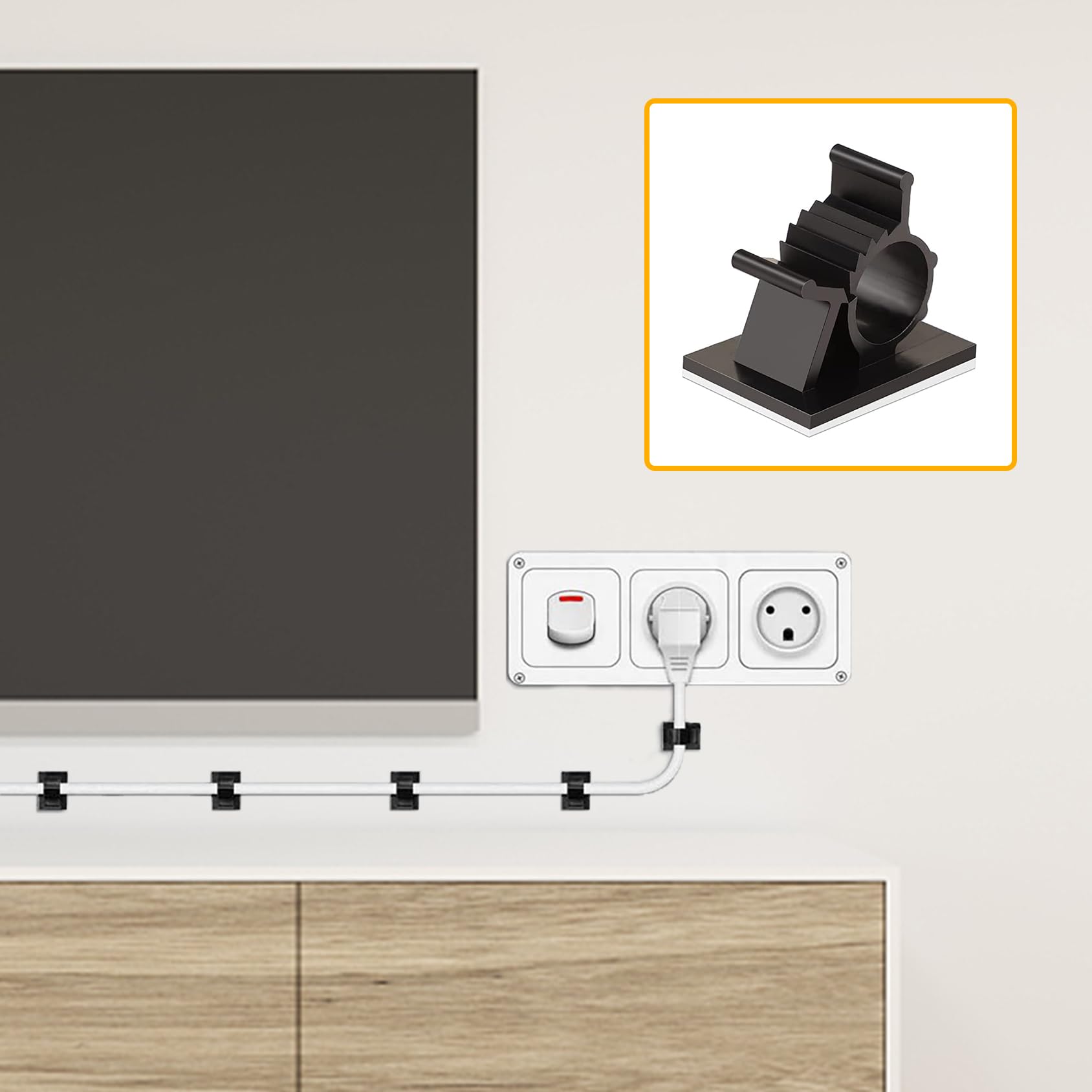 Viaky 30 Black Adjustable Cable Clips, Reusable Buckle Self Adhesive Wiring Fixing Nylon Bracket Wire Management Suitable For 0.