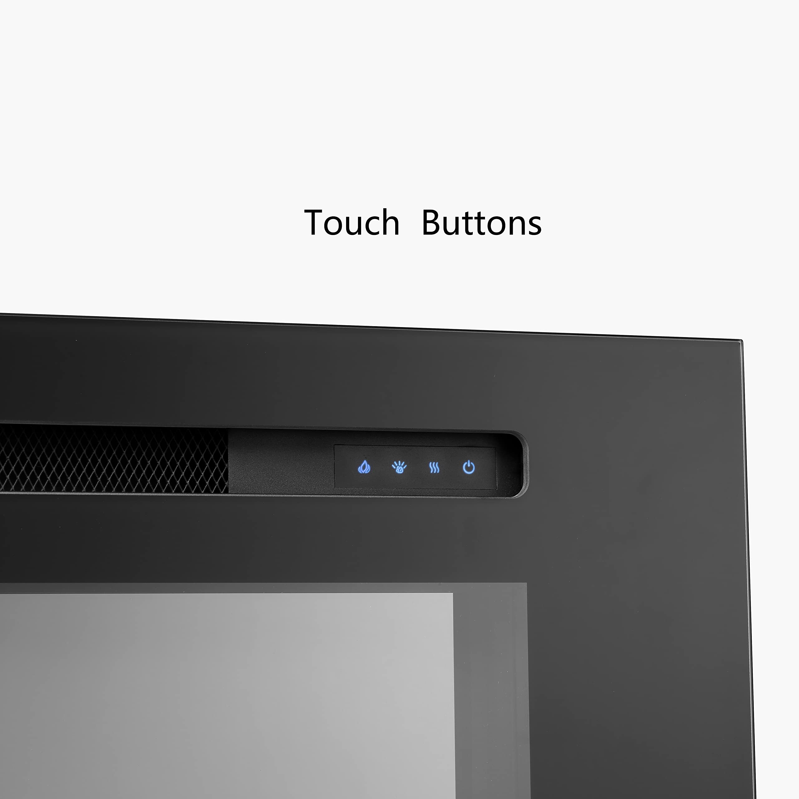 Puraflame Alice 36 Inches Recessed Electric Fireplace, Flush Mounted For 2 X 6 Stud, Log Set & Crystal, 1500W Heater, Black