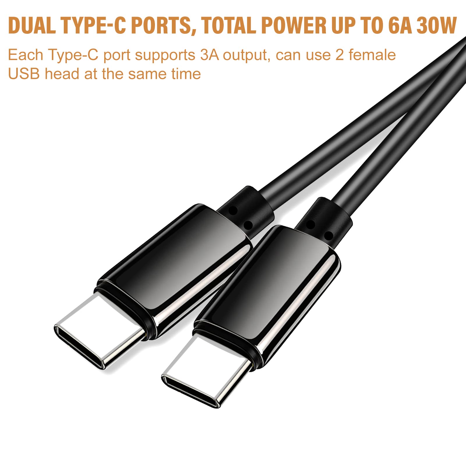 YIPIN HEXHA DC 12V/24V to 5V 6A 30W Dual Type-C USB C Converter Power Adapter - Black Step Down Charging Module