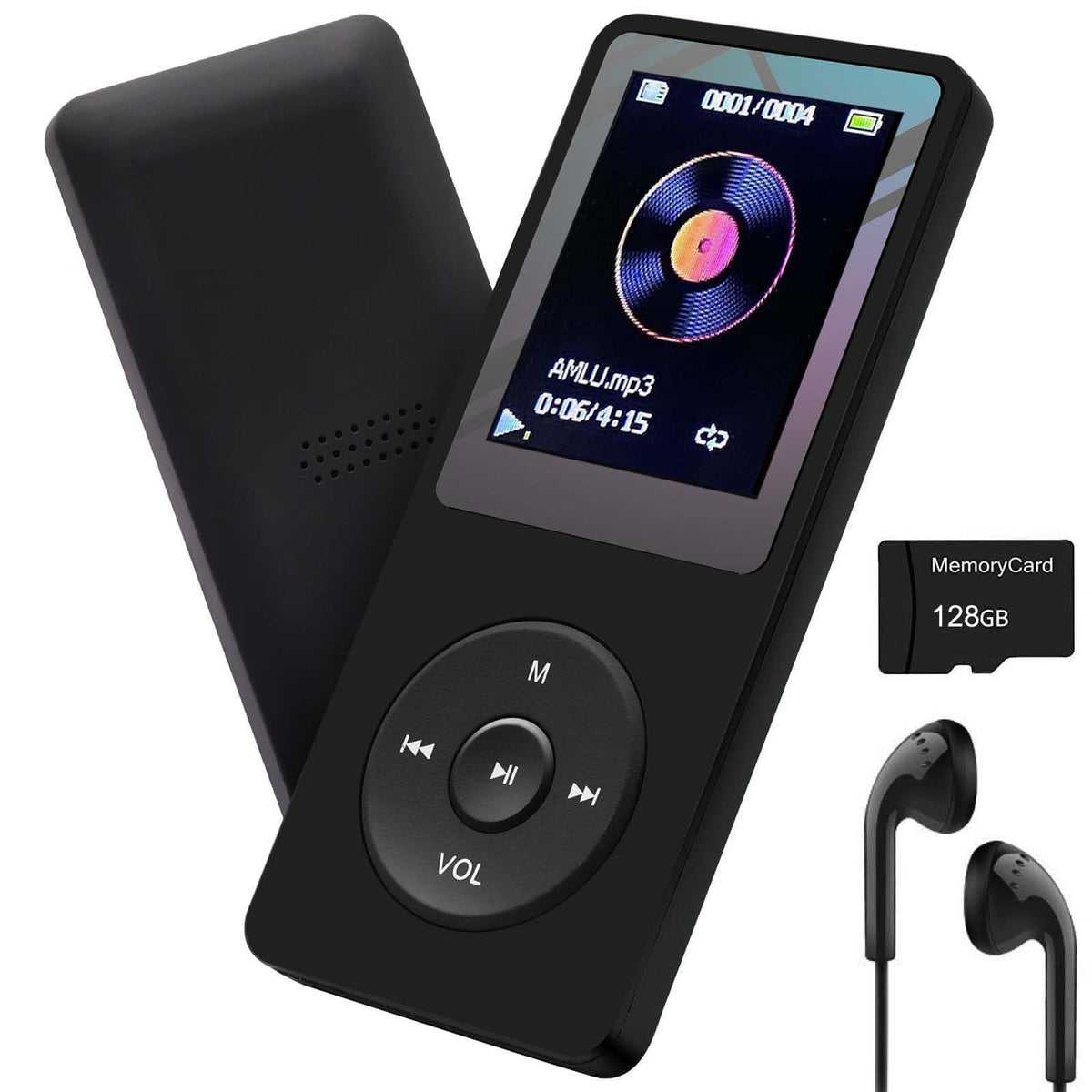 Mp3 Player 128Gb With Speaker Earphone Portable Hifi Lossless Sound Mp3 Mini Music Player Voice Recorder E Book Hd Screen 1.8 In