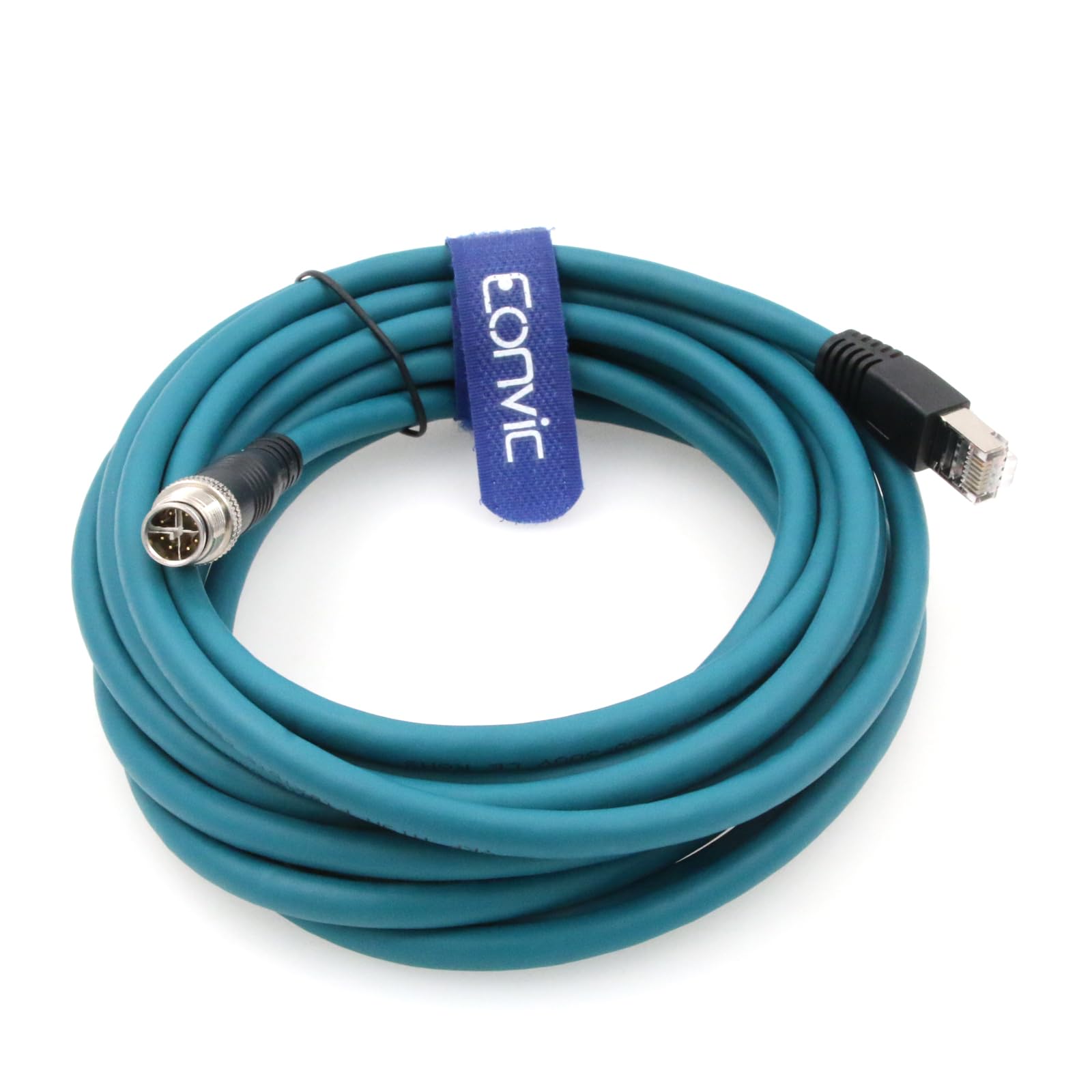 Eonvic Cognex Industrial Camera Ethernet M12 X Type 8 Pin Male To Rj45 Cat 7E High Flex Cable (5M, Blue)
