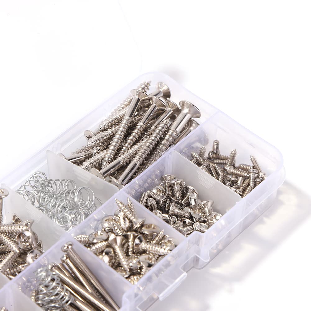 Alnicov Guitar Screw Kit,226 Pieces 9 Types Guitar Screw Assortment Set With Springs For Electric Guitar Bridge,Pickup,Pickguard
