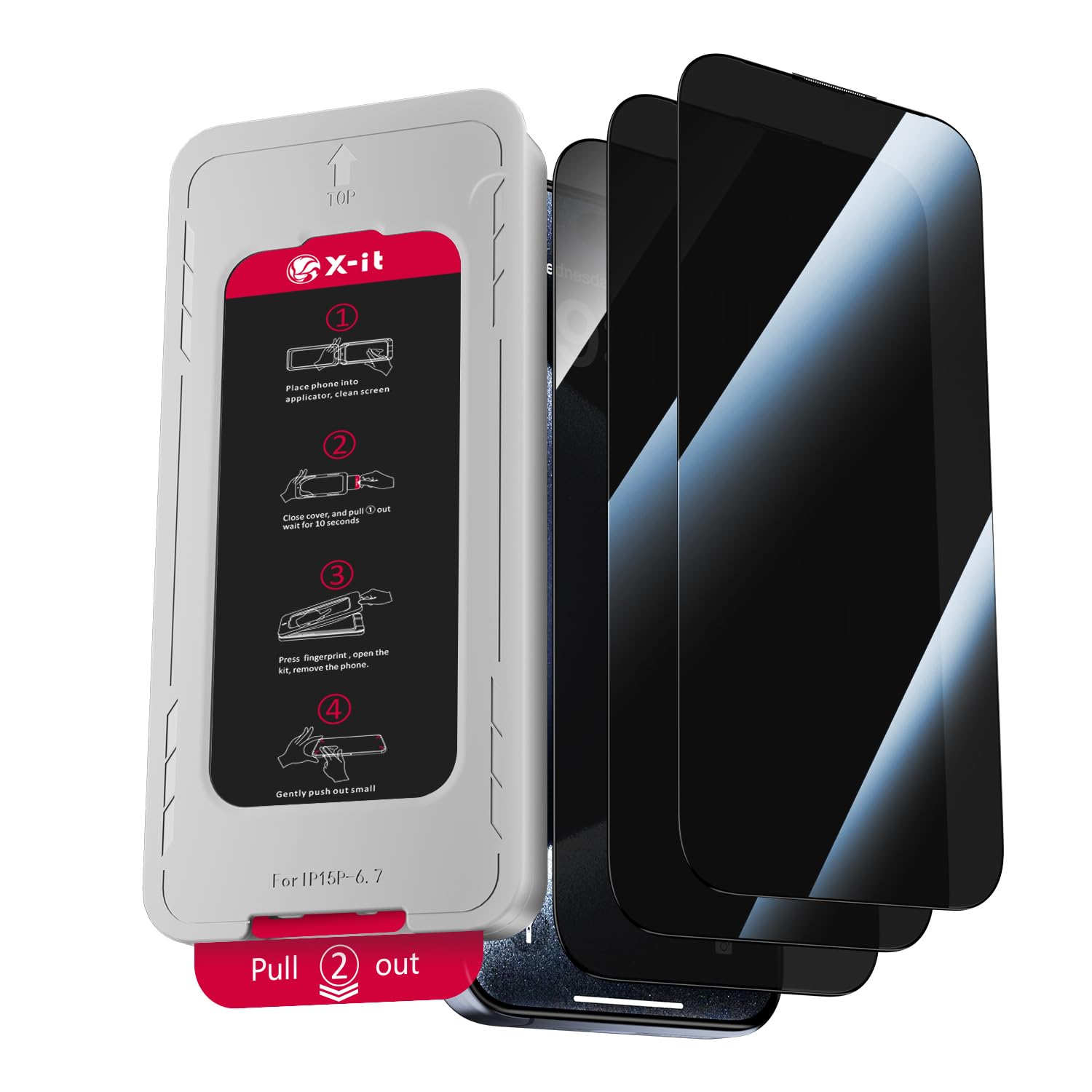 X It 3 Pack Privacy Screen Protector For Iphone 16 Pro Max(6.9''), 9H+ Tempered Glass, Auto Dust Removal, Military Grade Protect