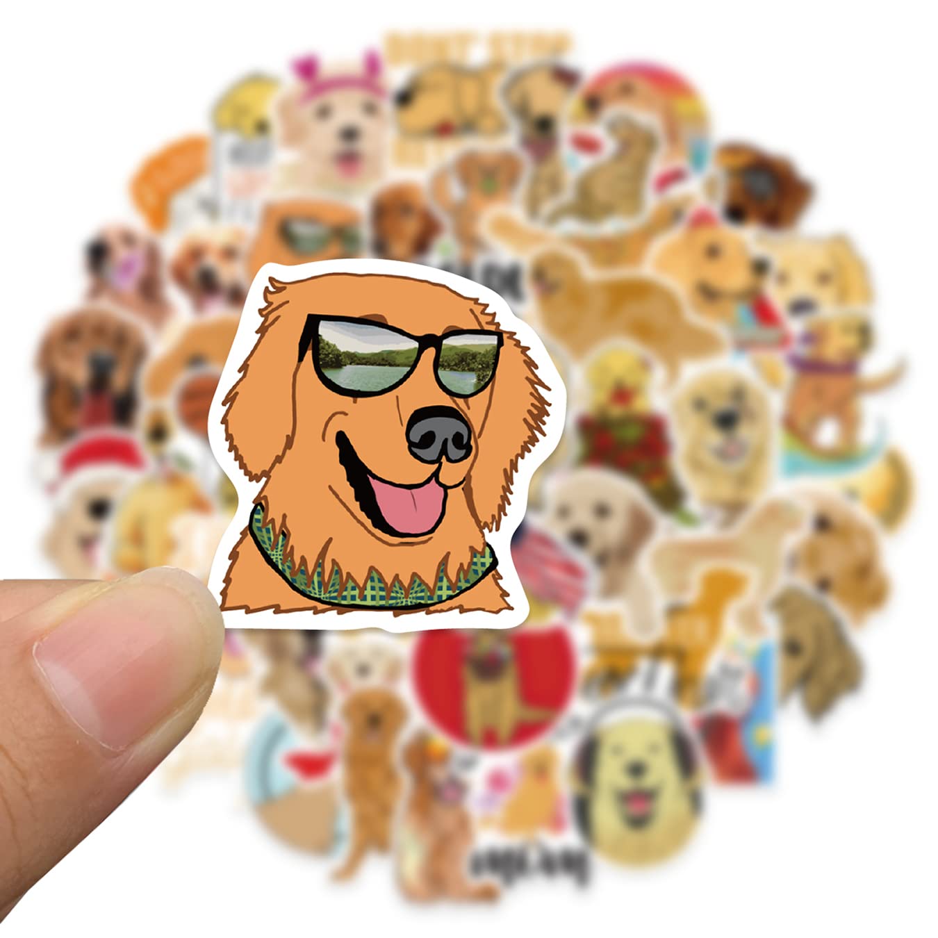 50Pcs Golden Retriever Stickers, Waterproof Vinyl Stickers Decals For Laptop Water Bottle Phone Luggage, Cute Cartoon Dog Sticke