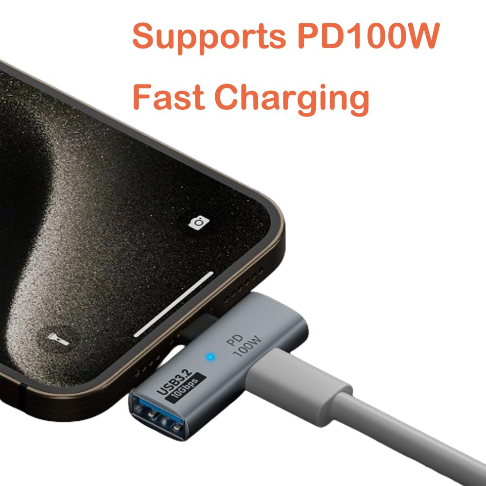 Poihiom 2 In 1 Usb C To Usb 3.2 Otg Splitter Adapter With 100W Charging Port, Thunderbolt 4/3 Otg Converter For Meta Quest 2, Ip