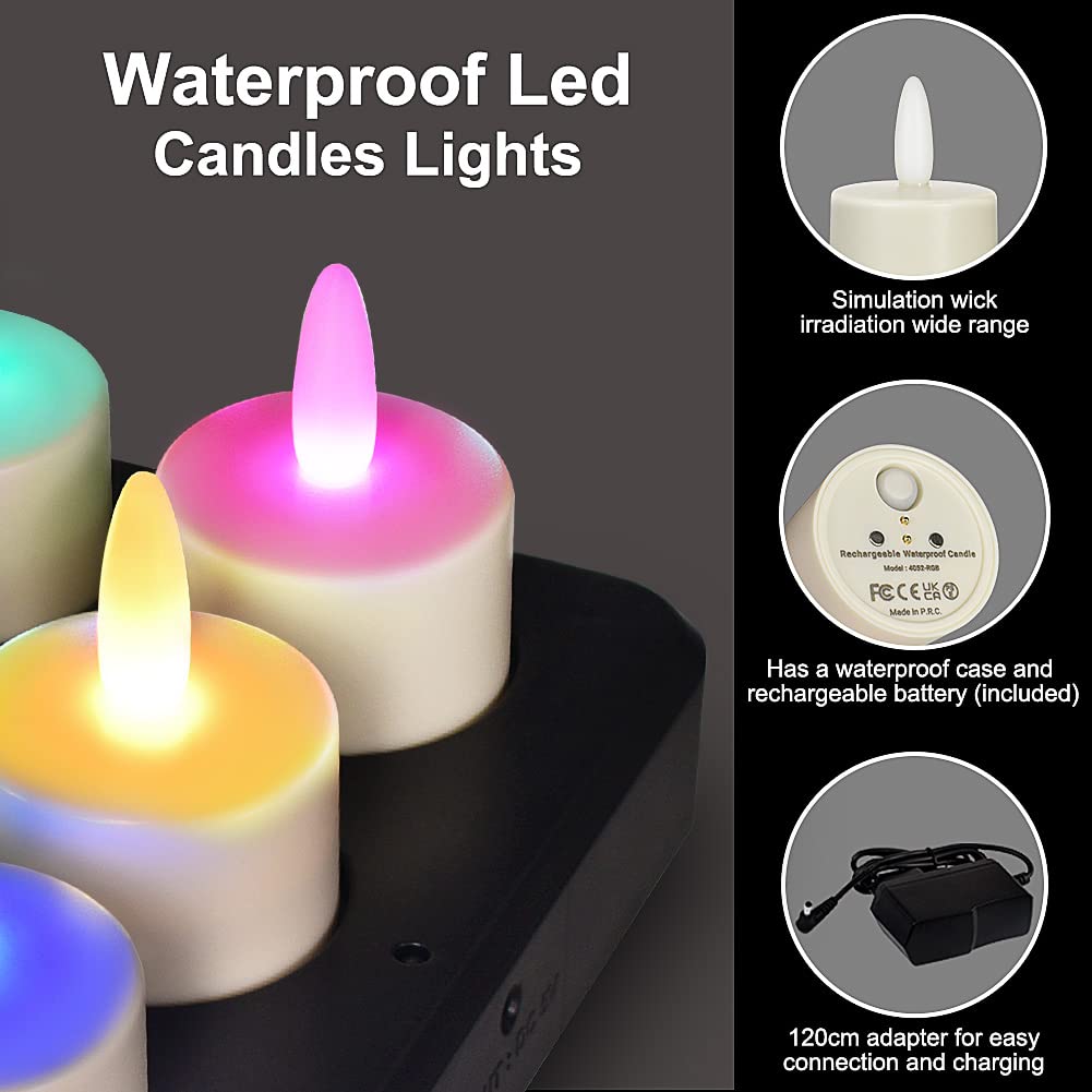 Idyl Light Rechargeable Tea Lights Candles With Charging Base, Flameless Votive Candles With Remote Timer, Flickering 55 Hours W