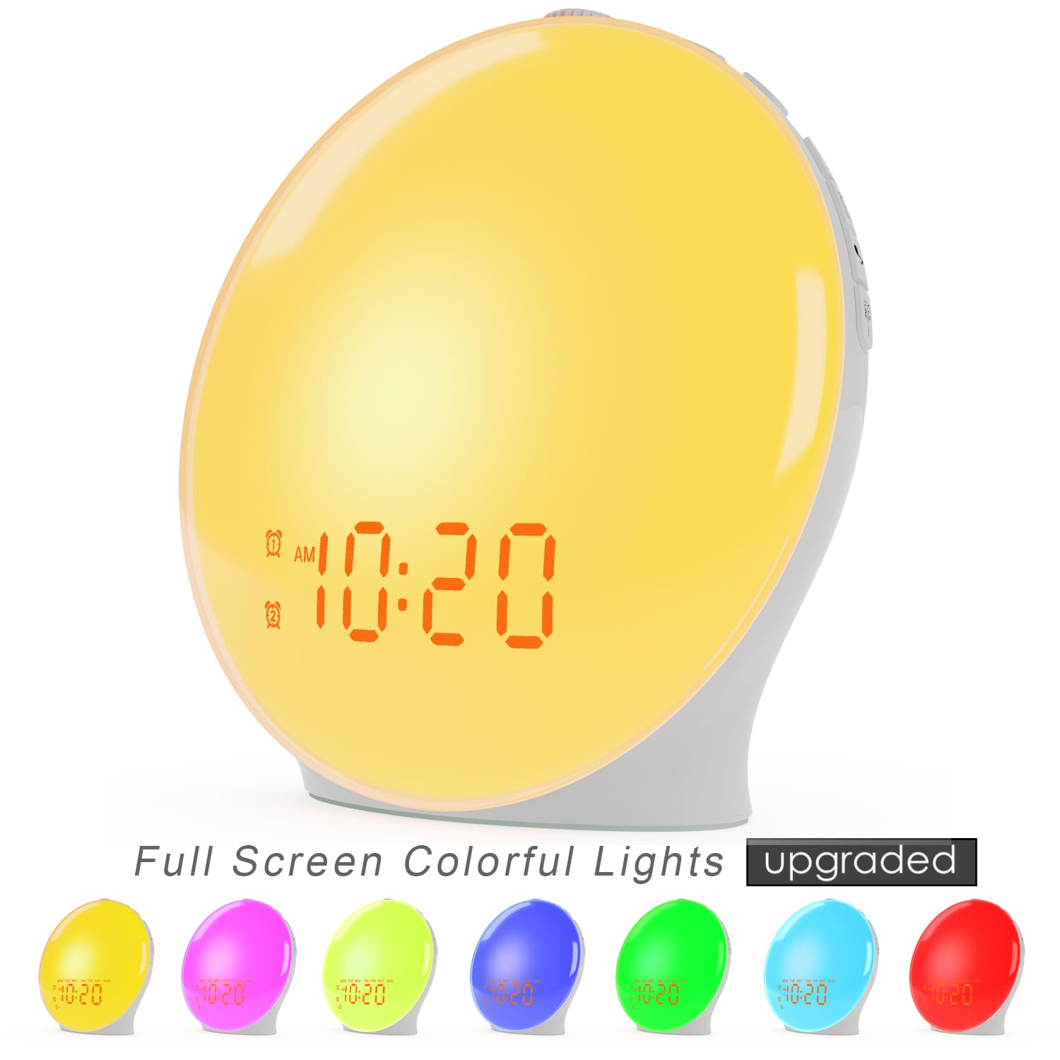 Wake Up Light Sunrise Alarm Clock For Kids, Heavy Sleepers, Bedroom, With Sunrise Simulation, Sleep Aid, Dual Alarms, Fm Radio,