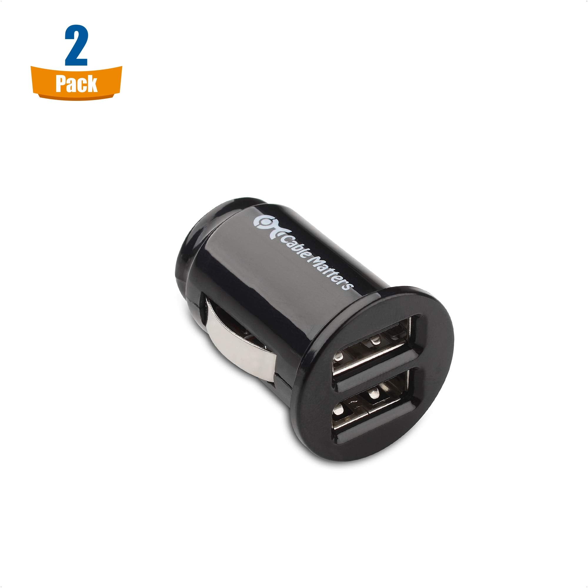 Cable Matters 2 Pack 4.8A 24W Flush Mount Dual Usb Car Charger, Compact Mini Car Usb Charger For Smartphones And Tablets