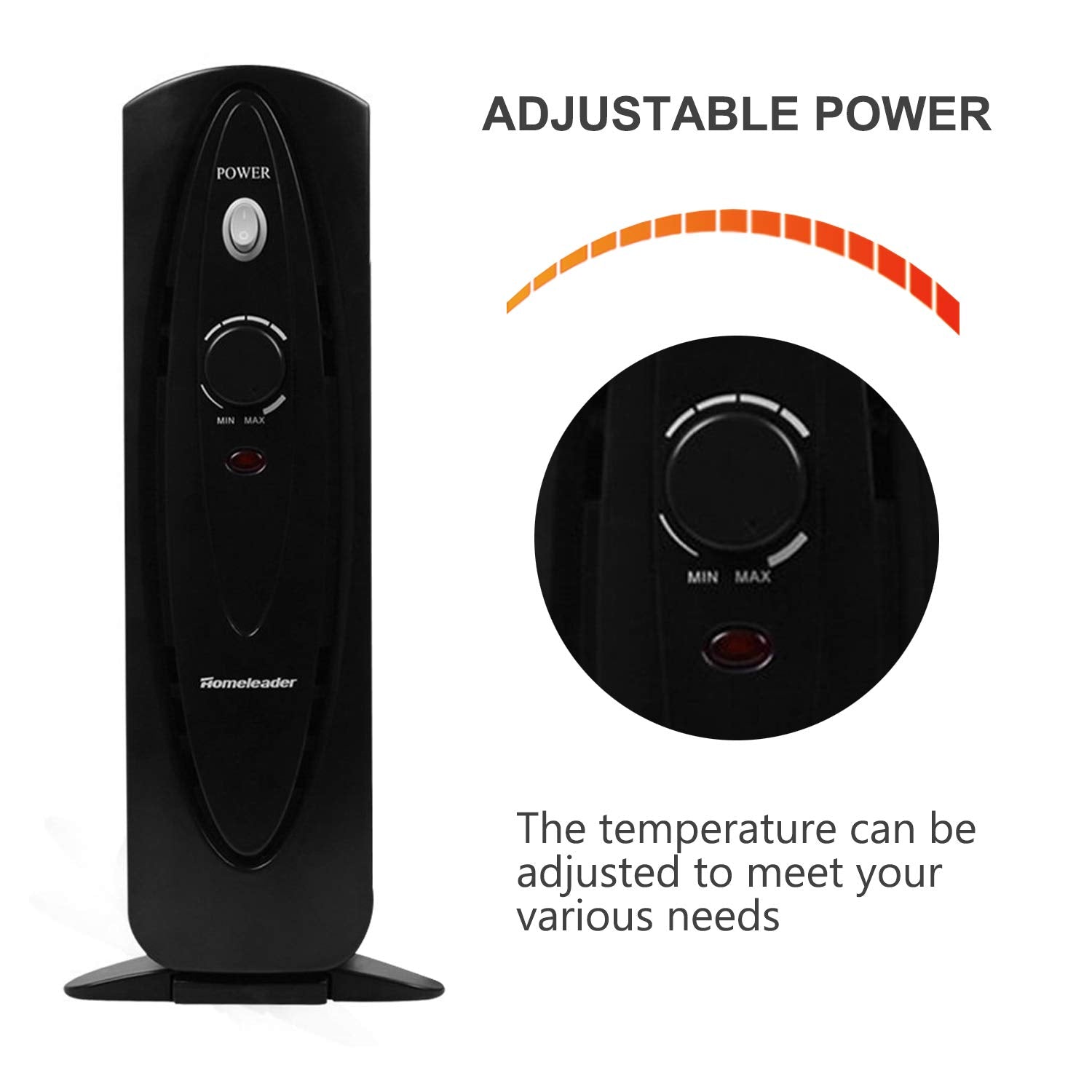Homeleader Mini Oil Filled Heater, Portable Space Radiant Heater With Adjustable Thermostat, Electric Personal Heater With Overh