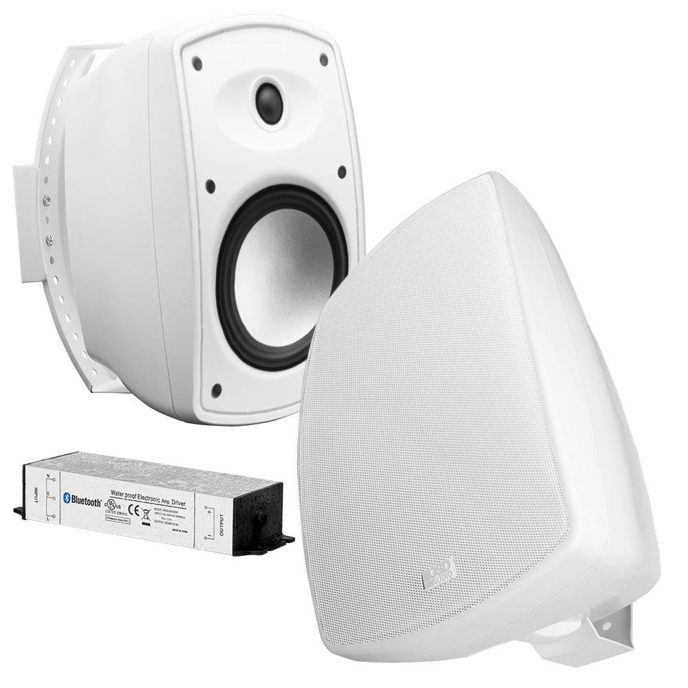 OSD Audio 6.5' Wireless Bluetooth Outdoor Patio Speaker Architectural Stereo Pair White BTP650 Long Range