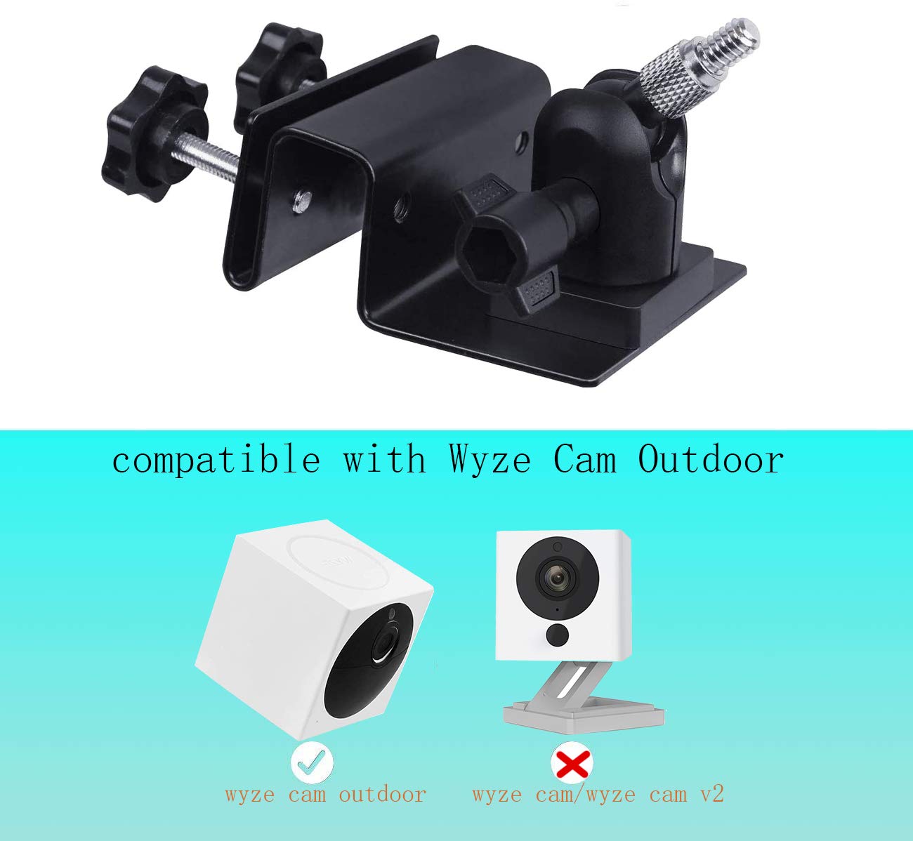 Weatherproof Gutter Mount For Wyze Cam Outdoor,Holaca Wall Outdoor Mount Bracket Compatible With Wyze Camera (1 Pack, Black)