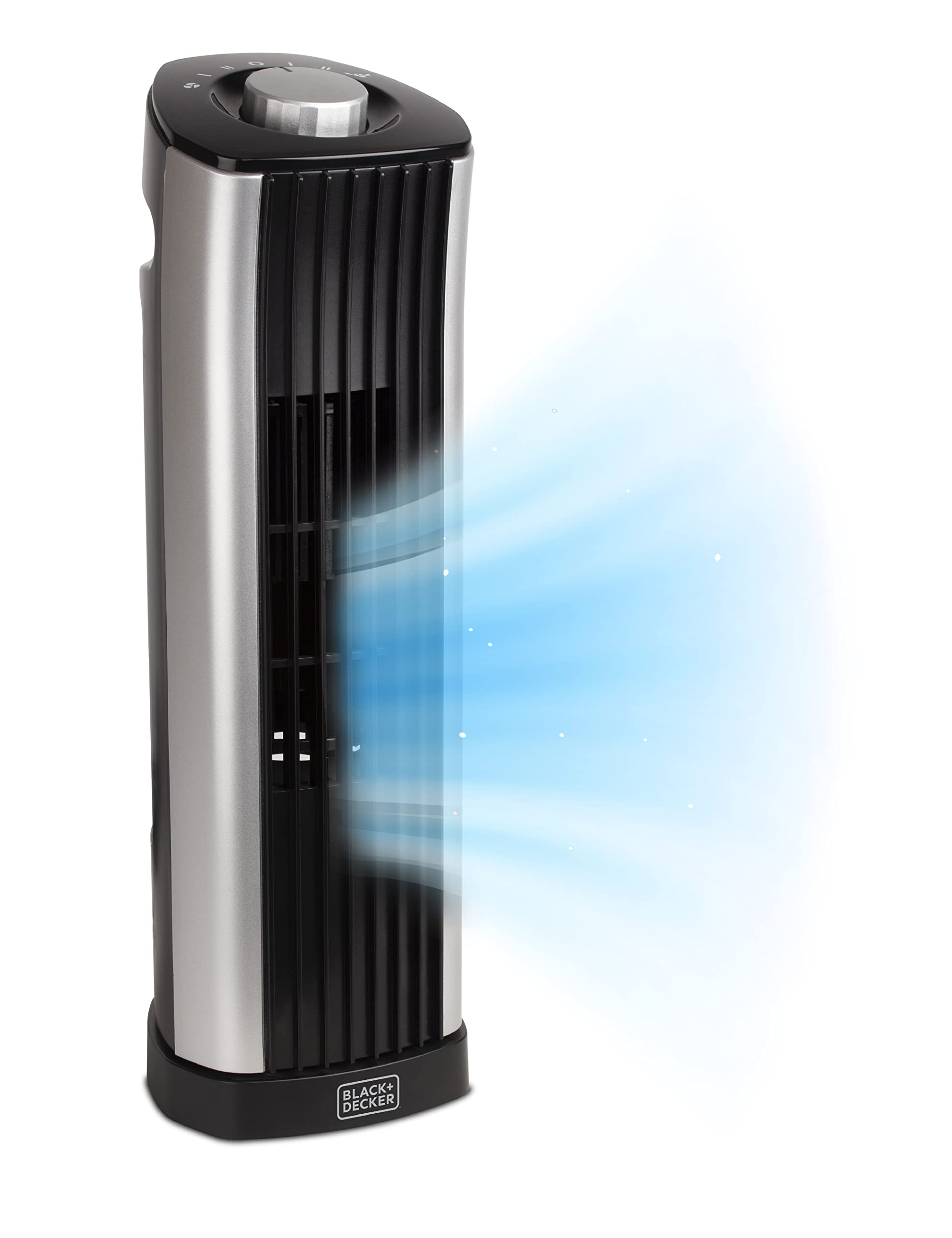 BLACK+DECKER 14-Inch Mini Oscillating Portable Tower Fan, Desk Fan with 2 Speed Settings, Simple Dial Control, Ideal for Desktop