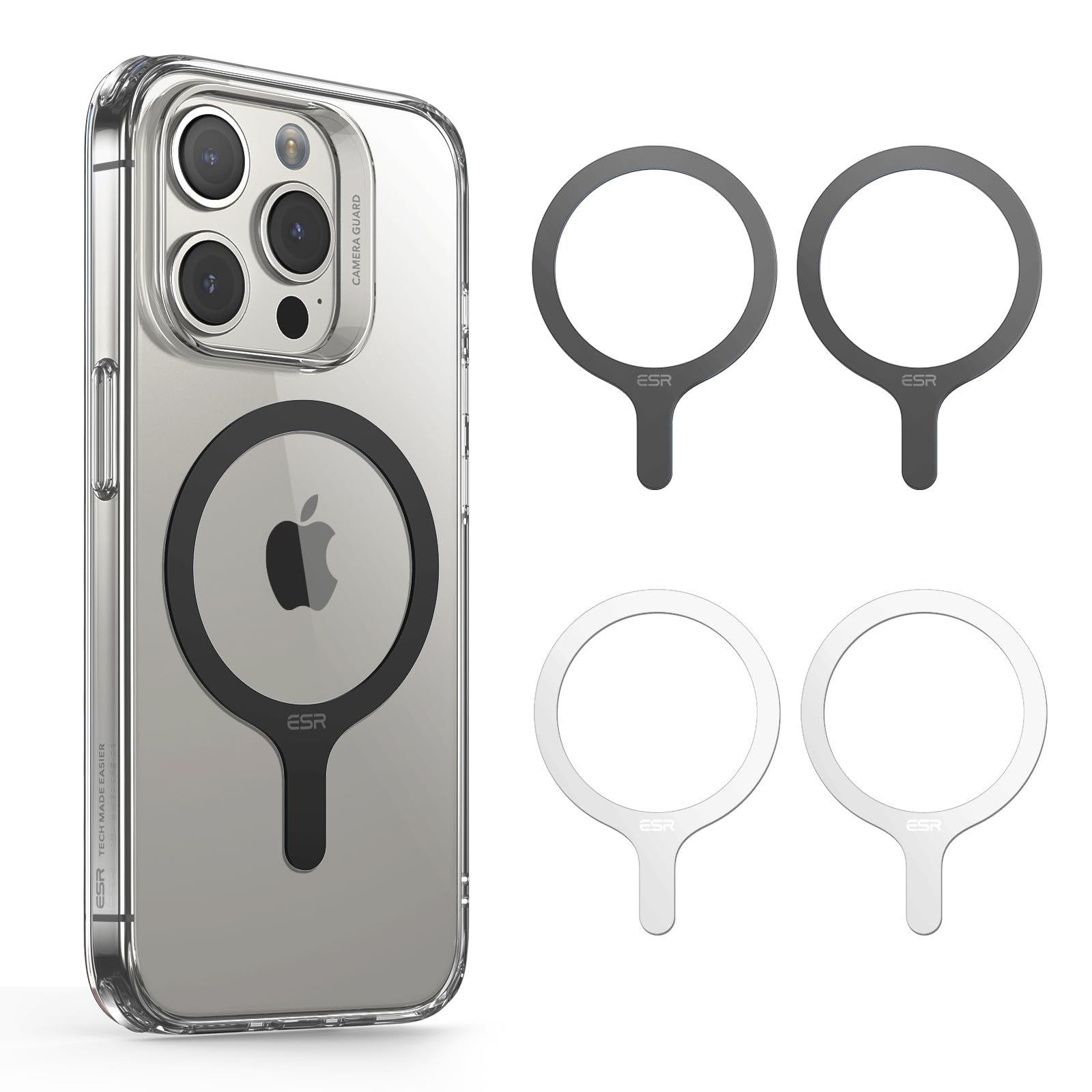 Esr For Magsafe Sticker 360, Magsafe Ring Magnet, 4 Pack Magnetic Ring, Universal Magnetic Wireless Charger Conversion Kit For I