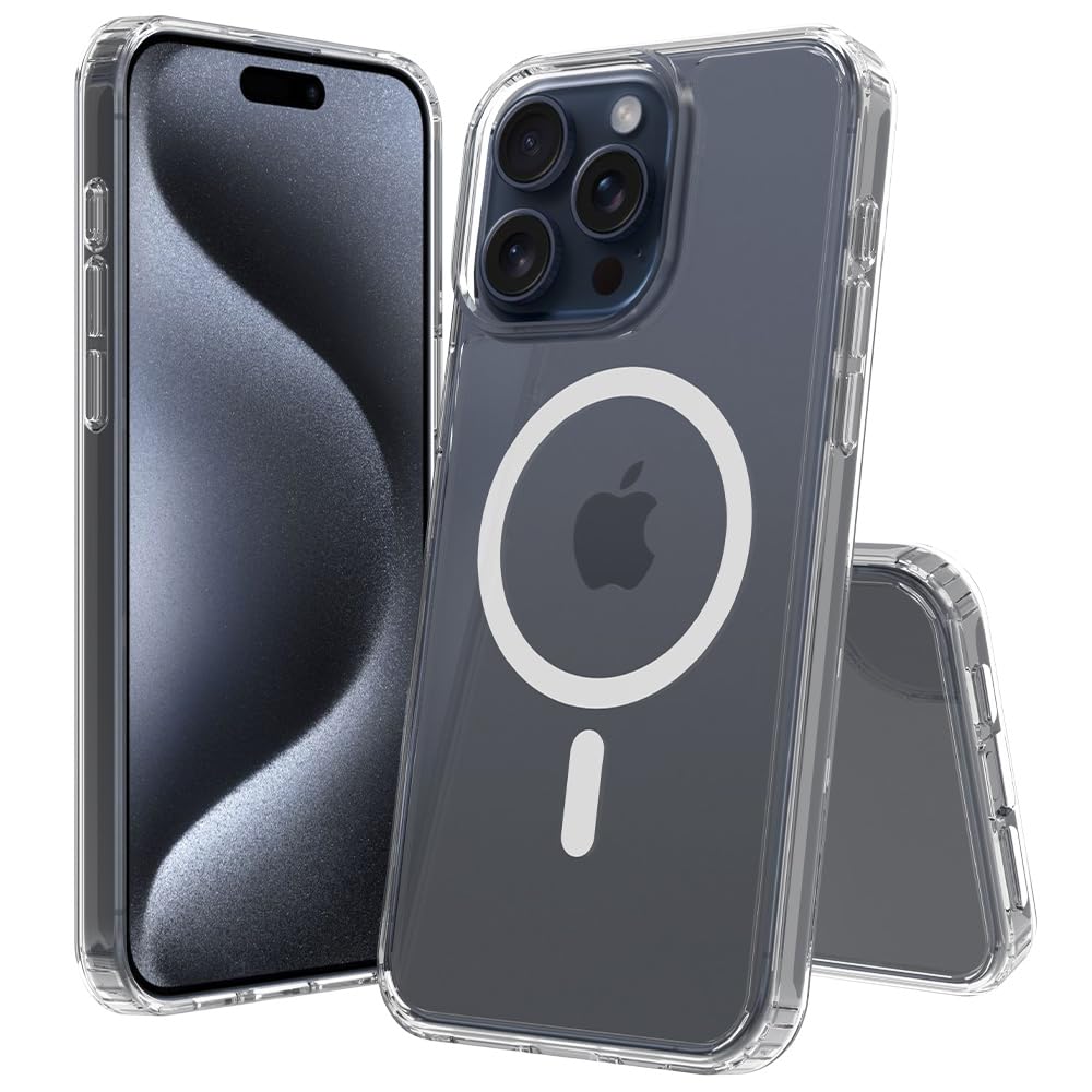 Pinlisheng Magnetic For Iphone 15 Pro Max Case,Compatible With Magsafe,Shockproof Anti Scratch Clear Thin Slim Phone Case.Clear