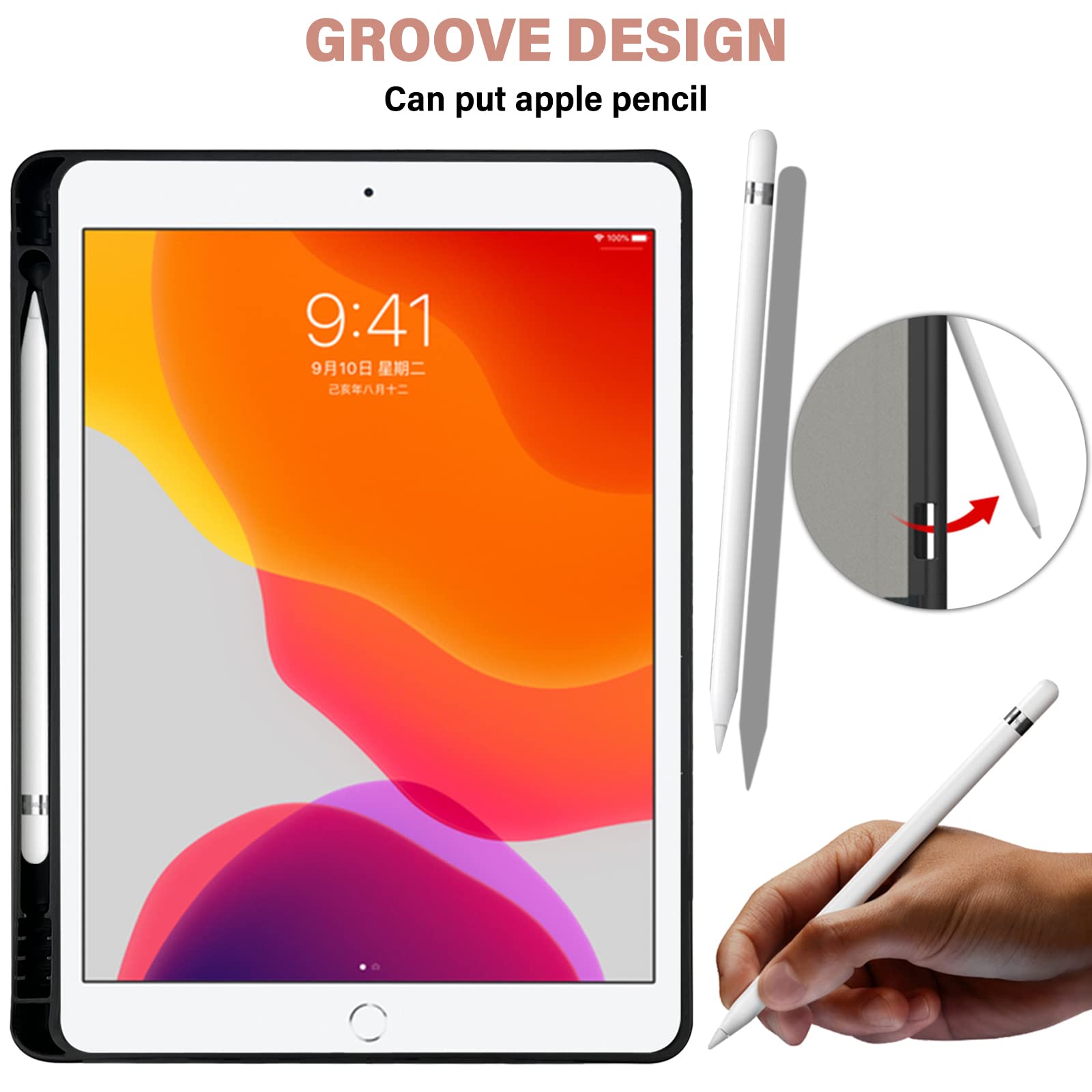 Deokke Compatible With Ipad 10.2 Inch Case,9Th /8Th /7Th Generation Case(2021/2020/2019) With Pencil Holder And Soft Tpu Back Ca