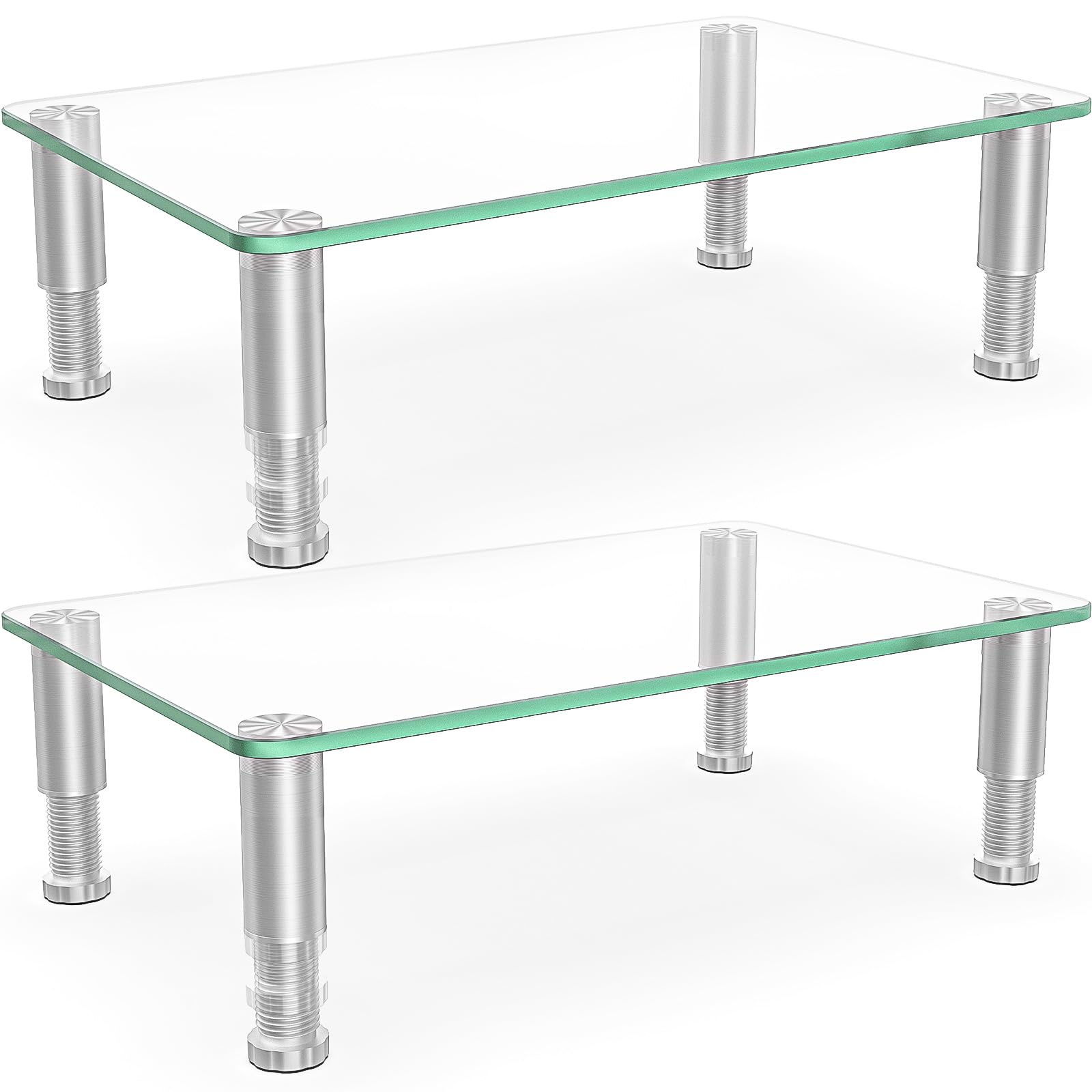 2 Pack Computer Monitor Riser With Height Adjustable Multi Media Desktop Stand For Flat Screen Lcd Led Tv, Laptop/Notebook/Xbox 