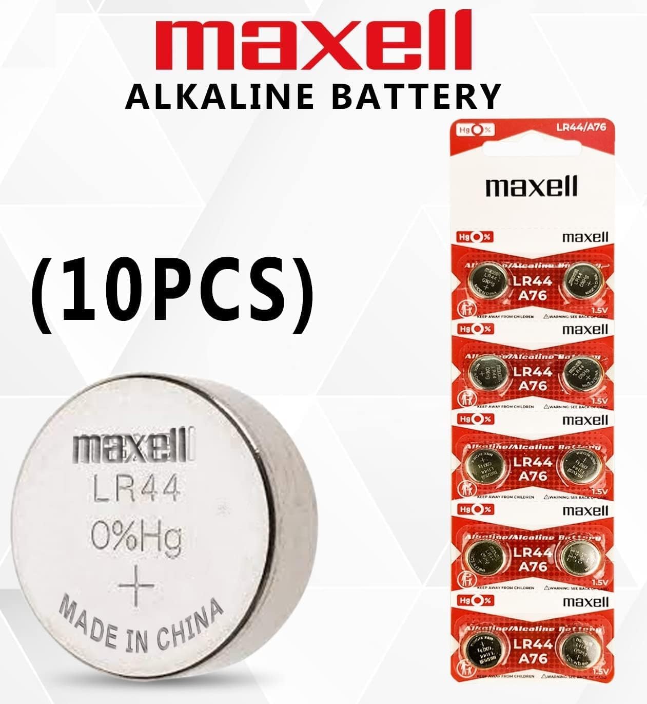 Maxell Lr44 (A76) Batteries, 10 Count