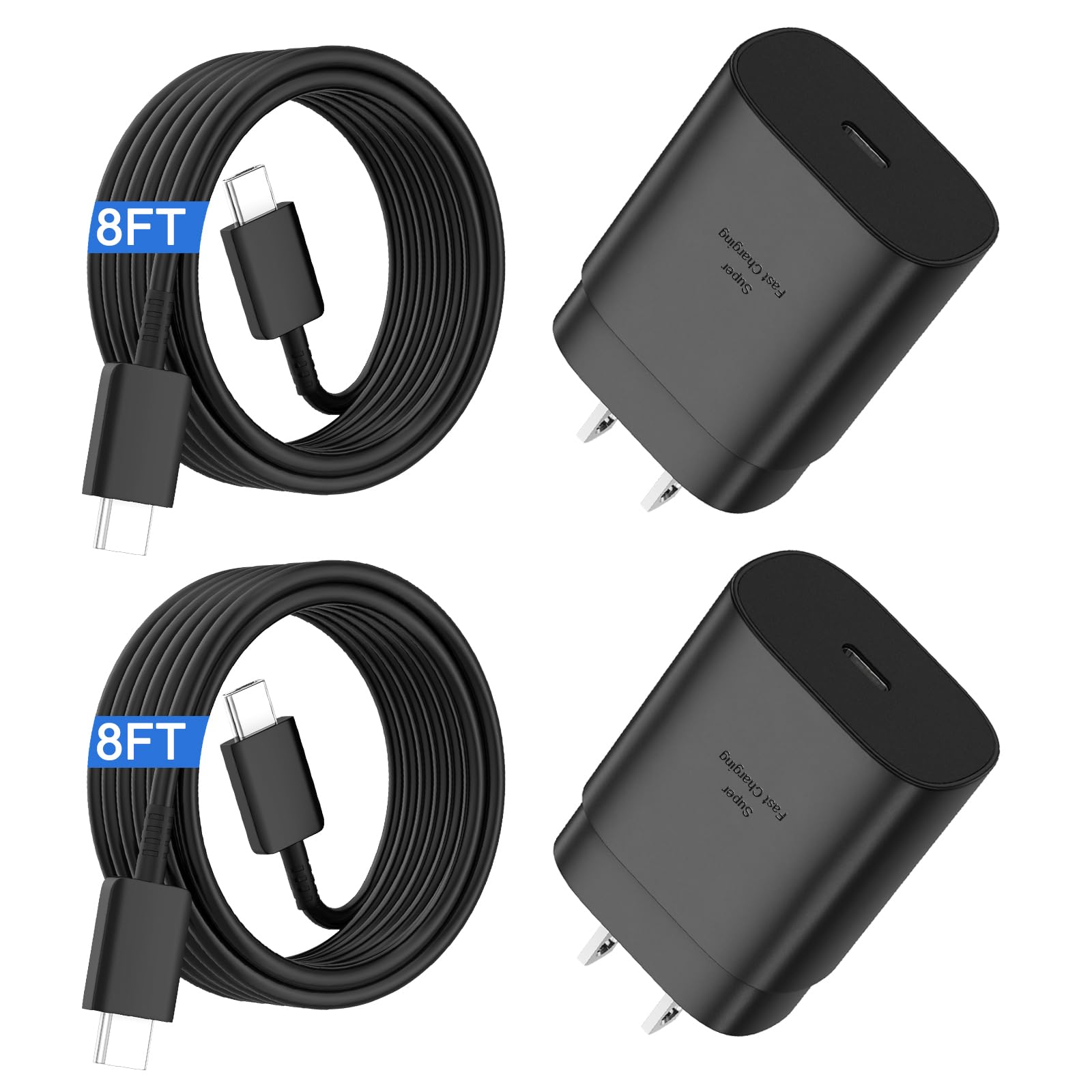 Super Fast Charger Type C,25W Usb C Fast Wall Charger Block & 8Ft Super Long Fast Charging Cable Cord For Samsung Galaxy S24/S24