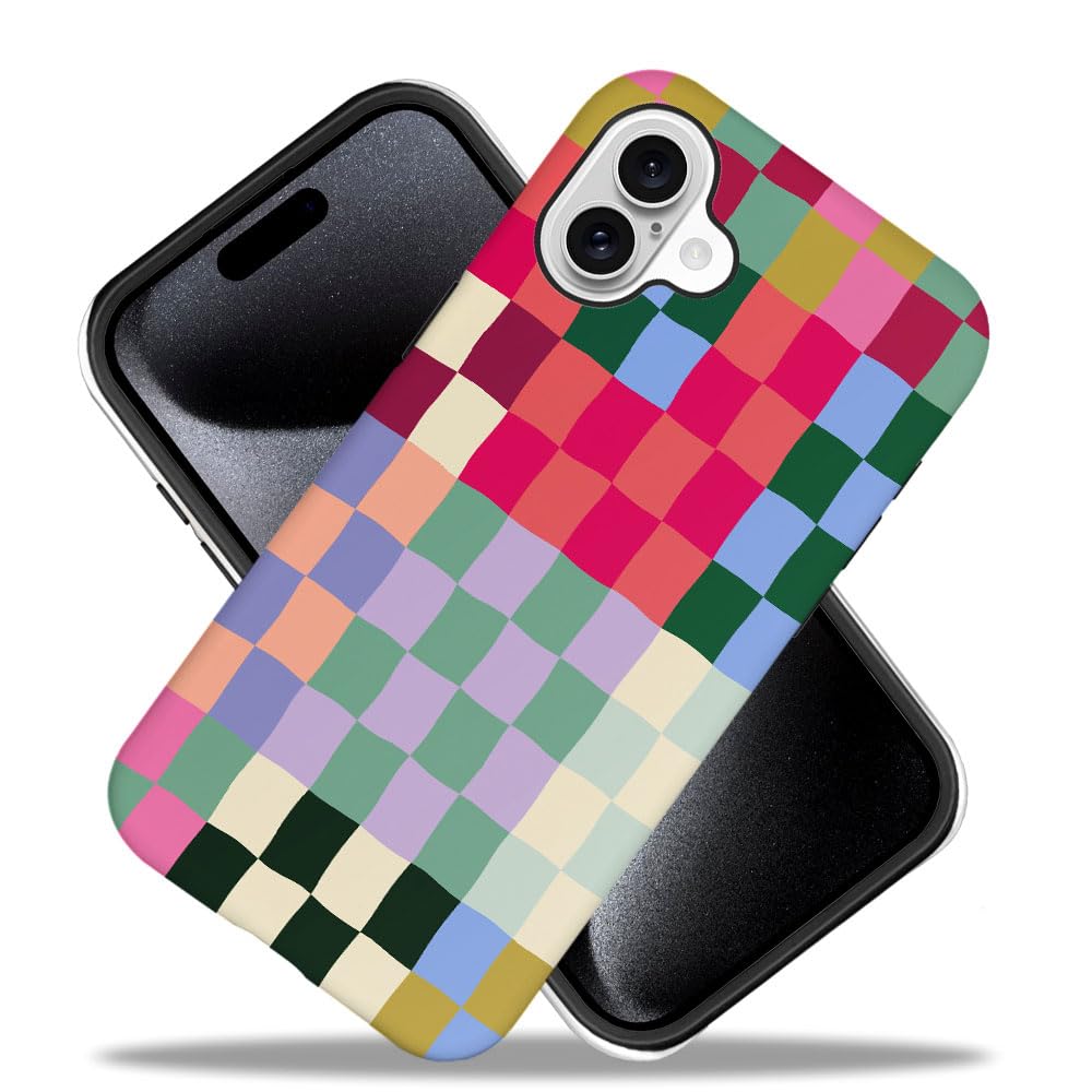 Seized Case Compatible With For Iphone 16 Plus,Colorful Checkerboard Phone Case For Girl Women Boy Men,Durable Protection Phone
