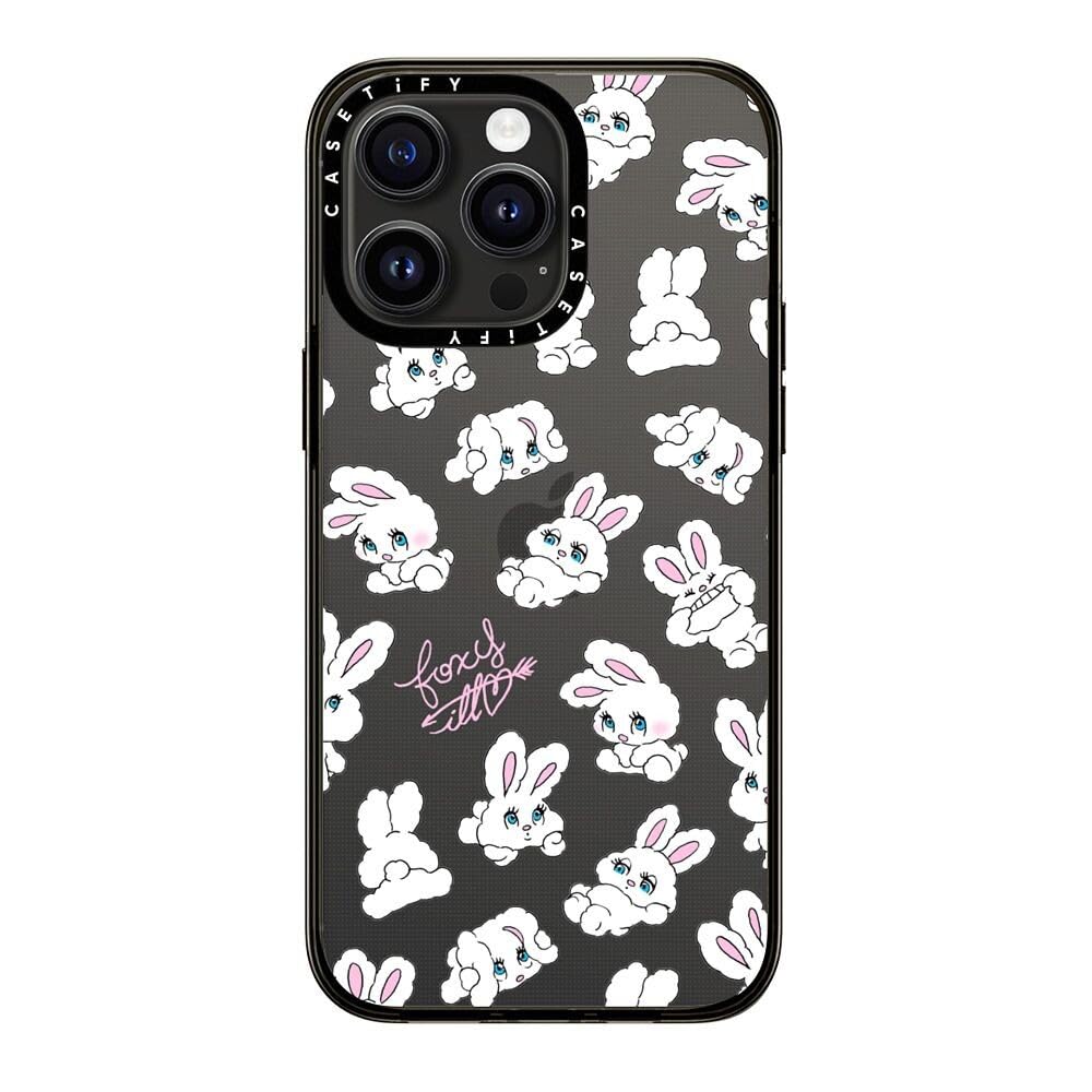 Casetify Compact Iphone 15 Pro Max Case [2X Military Grade Drop Tested / 4Ft Drop Protection]   Cute Prints   Bunnies   Clear Bl