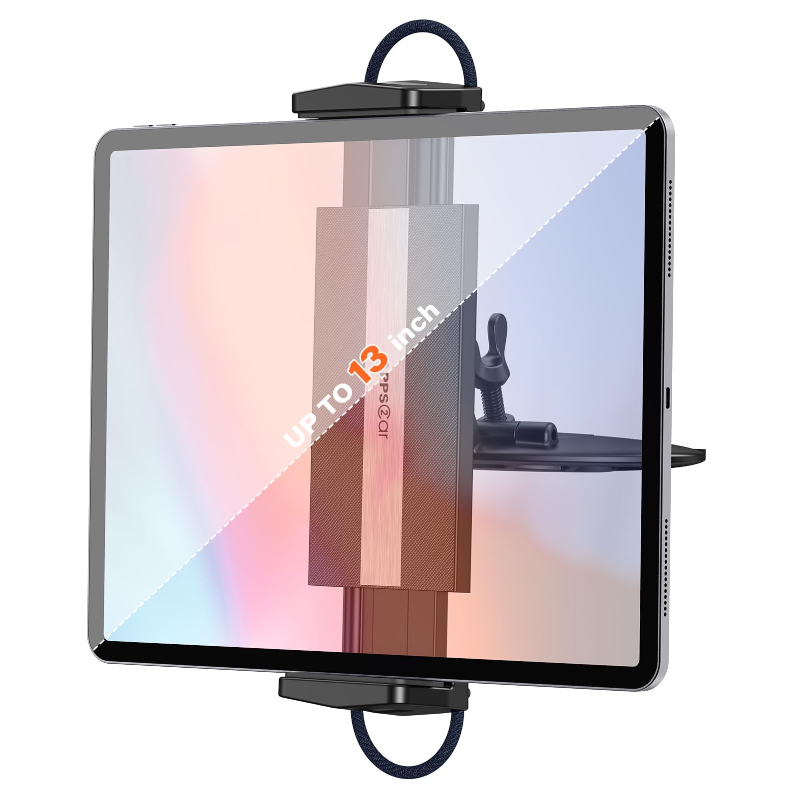 Apps2Car Universal Car Mount [2 In 1] Cd Slot Tablet Car Mount For 4.7 13 Inch Tablet, Cell Phone Holder For Iphone Samsung Z Fold 5 4 3 2 1, Tablet Car Mount Dash Holder Stand For Ipad Pro Air Mini