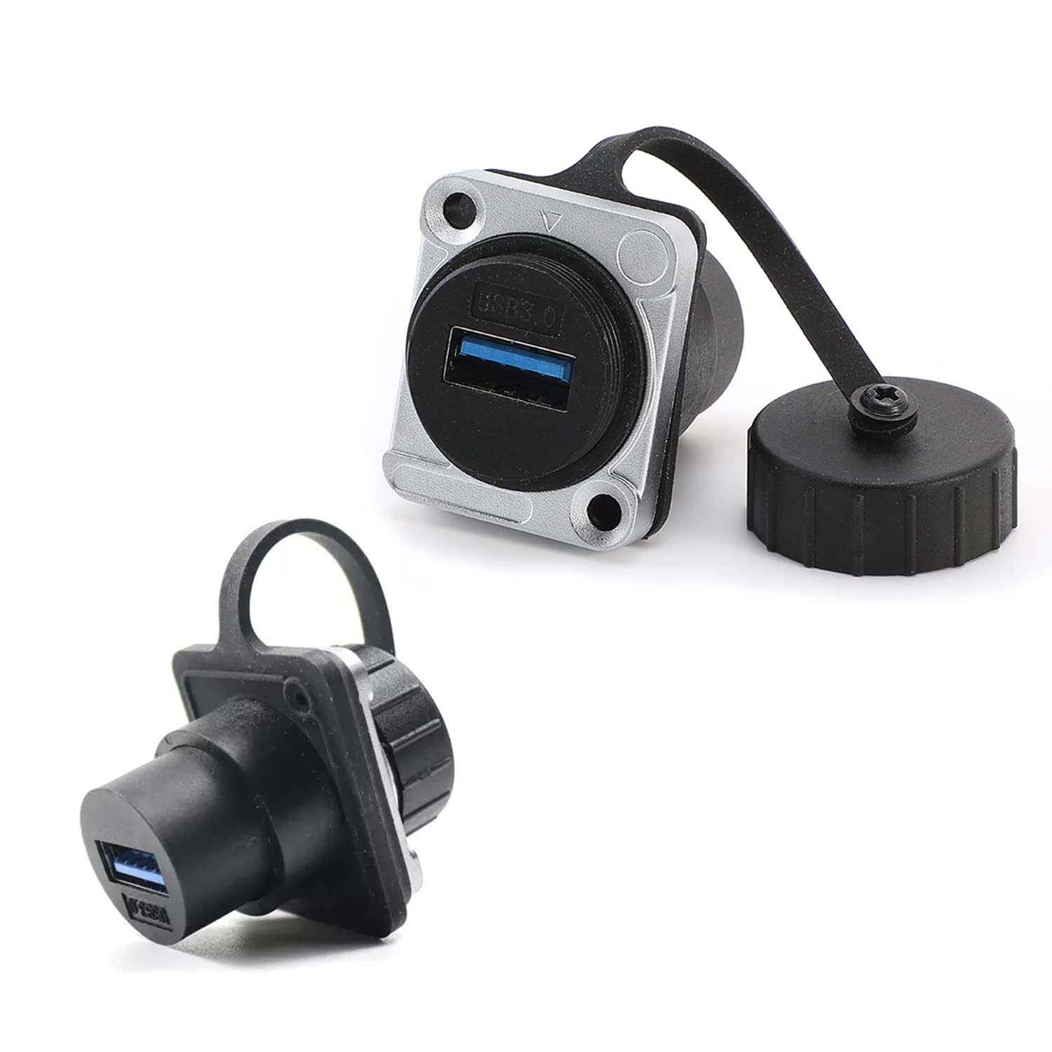 Penglin 2Pcs Waterproof Usb 3.0 D Type Coupler,Industrial Usb Plug Panel Mounting Extension Cable Interface Bulkhead,Female To F