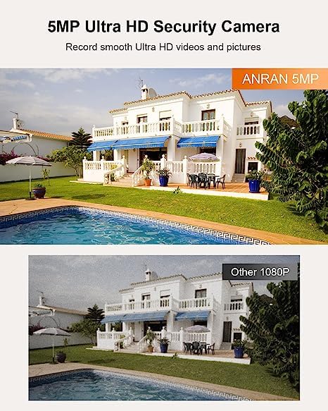Anran 5Mp Ptz Security Camera Outdoor With 24/7 Automatic Tracking, 2.4G Wifi Wired Security Camera Outdoor With 360View, Color