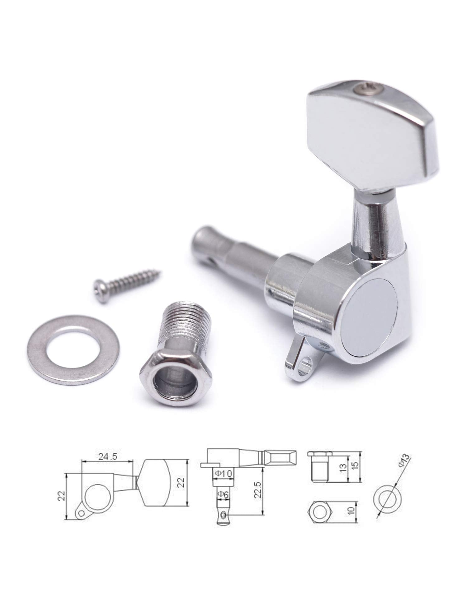 Metallor Sealed String Tuning Pegs Keys Machines Heads Tuners 3L 3R Electric Guitar Acoustic Guitar Parts Replacement Chrome.