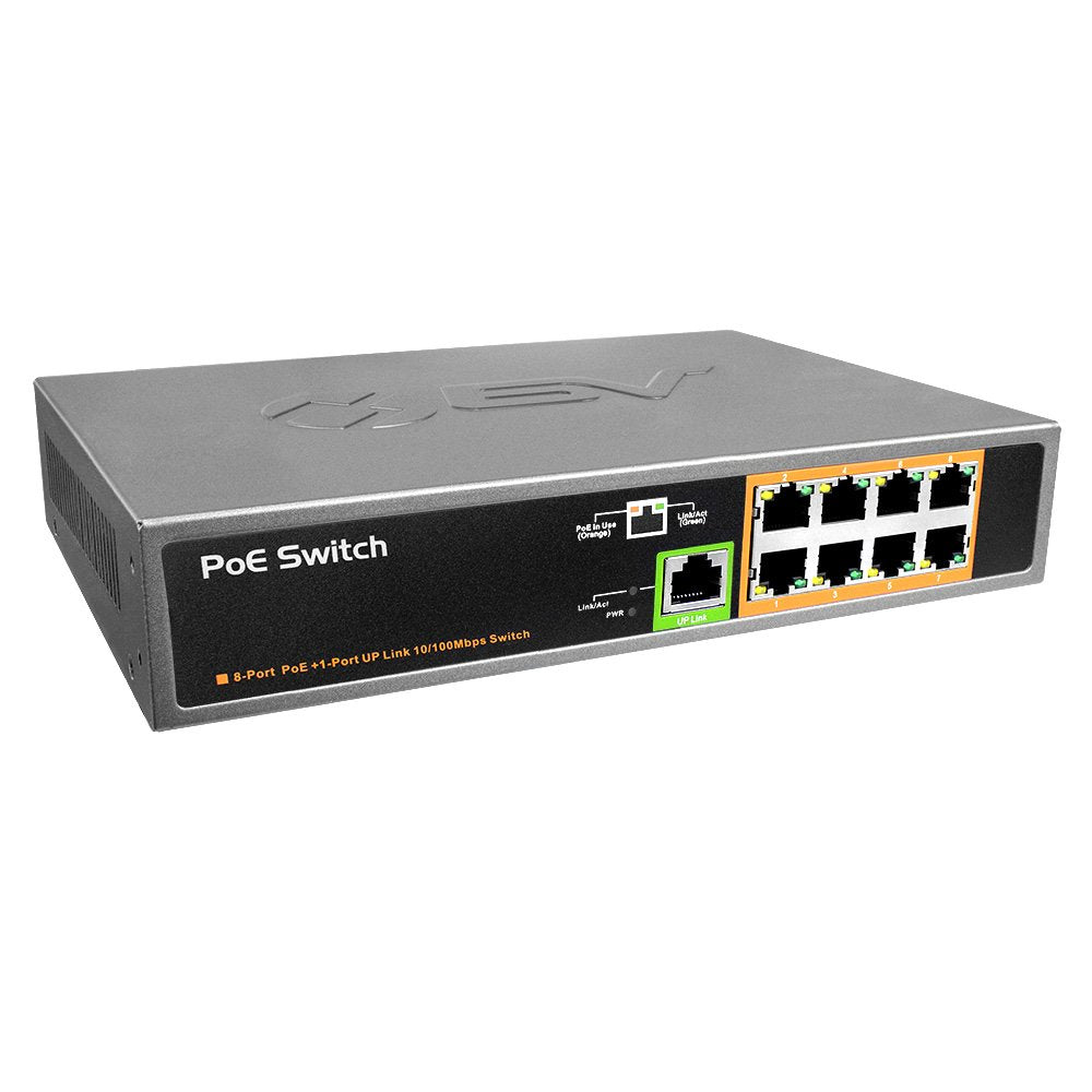 Bv Tech 8 Port Poe Unmanaged Switch + 1 Ethernet Uplink   150W   802.3Af   Poe Sw801