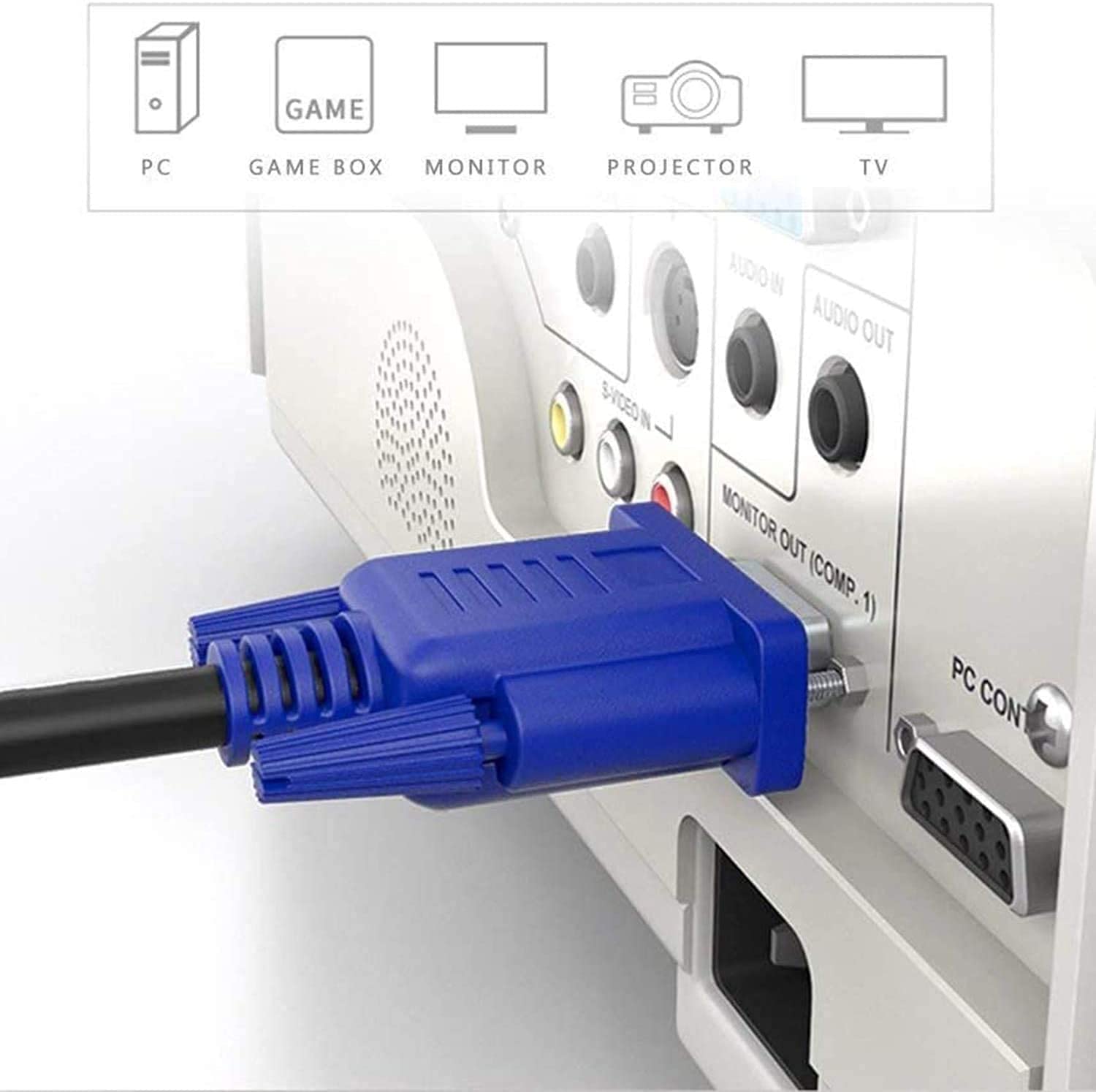 Pasow Vga To Vga Monitor Cable Hd15 Male To Male For Tv Computer Projector (5 Feet)