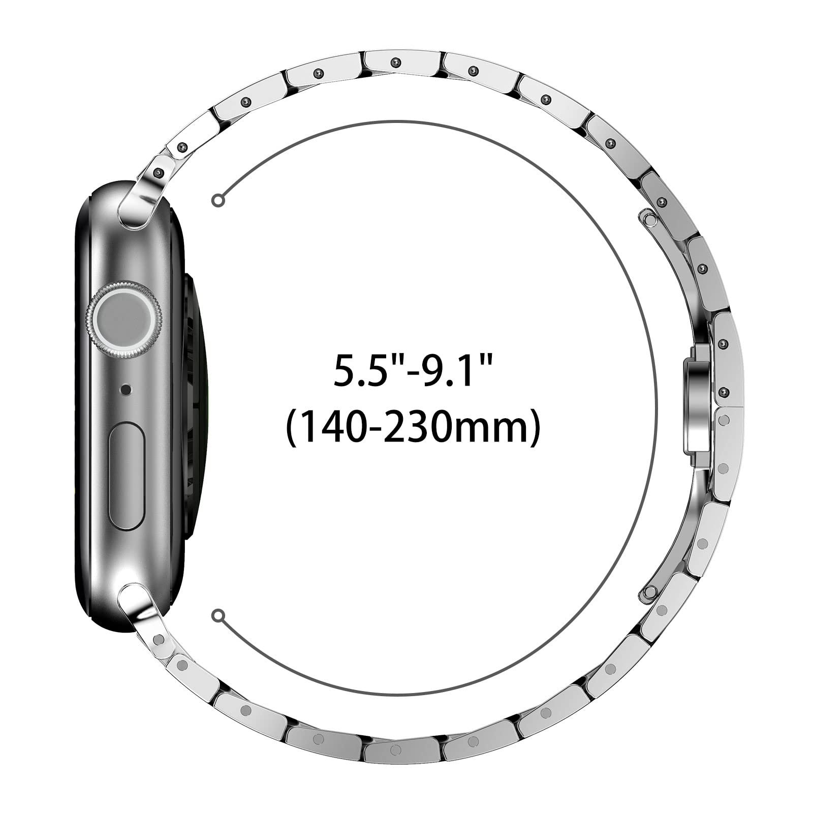 Fullife Compatible With Apple Watch Ultra Band 49Mm 45Mm 44Mm 42Mm, Stainless Steel Metal Link Folding Clasp For Iwatch Series 8