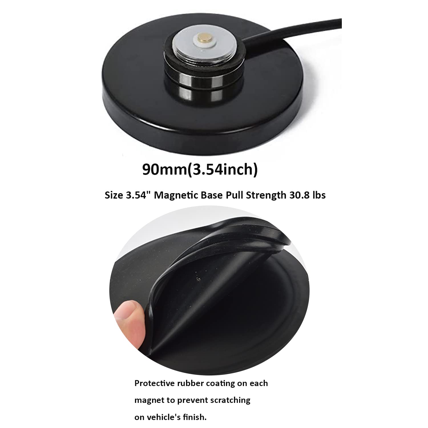 Hys 462 467 Mhz Uhf Pre Tuned Nmo Amateur Gmrs 17.7Inchs Whip Antenna With Heavy Duty Nmo Magnet Mount With Rubber Boot, 3.54Inc