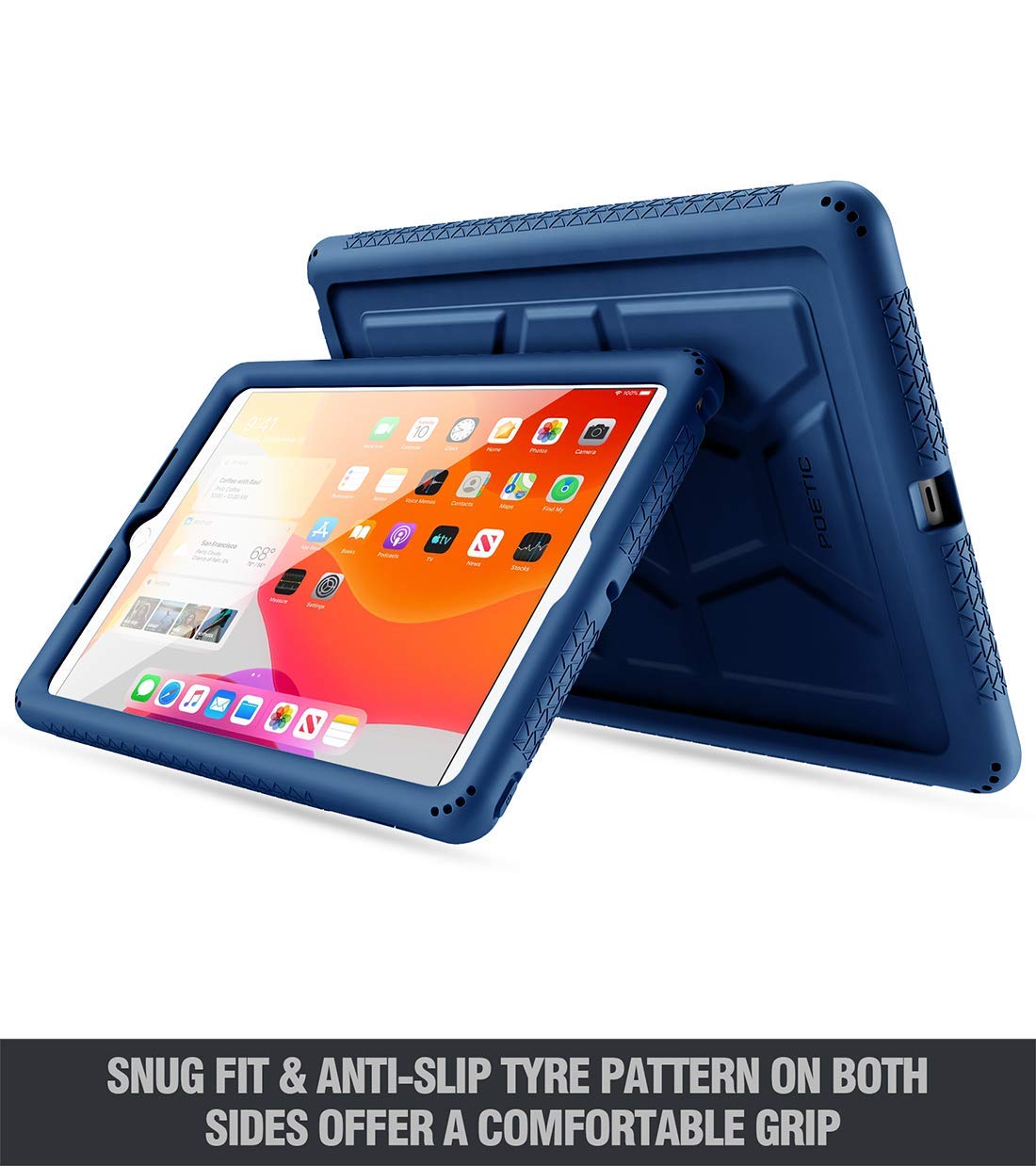 Poetic Turtleskin Case Designed For Ipad 10.2 9Th Generation (2021) / 8Th Generation (2020) / 7Th Generation (2019) Case, Heavy Duty Shockproof Kids Friendly Silicone Case Cover, Navy Blue