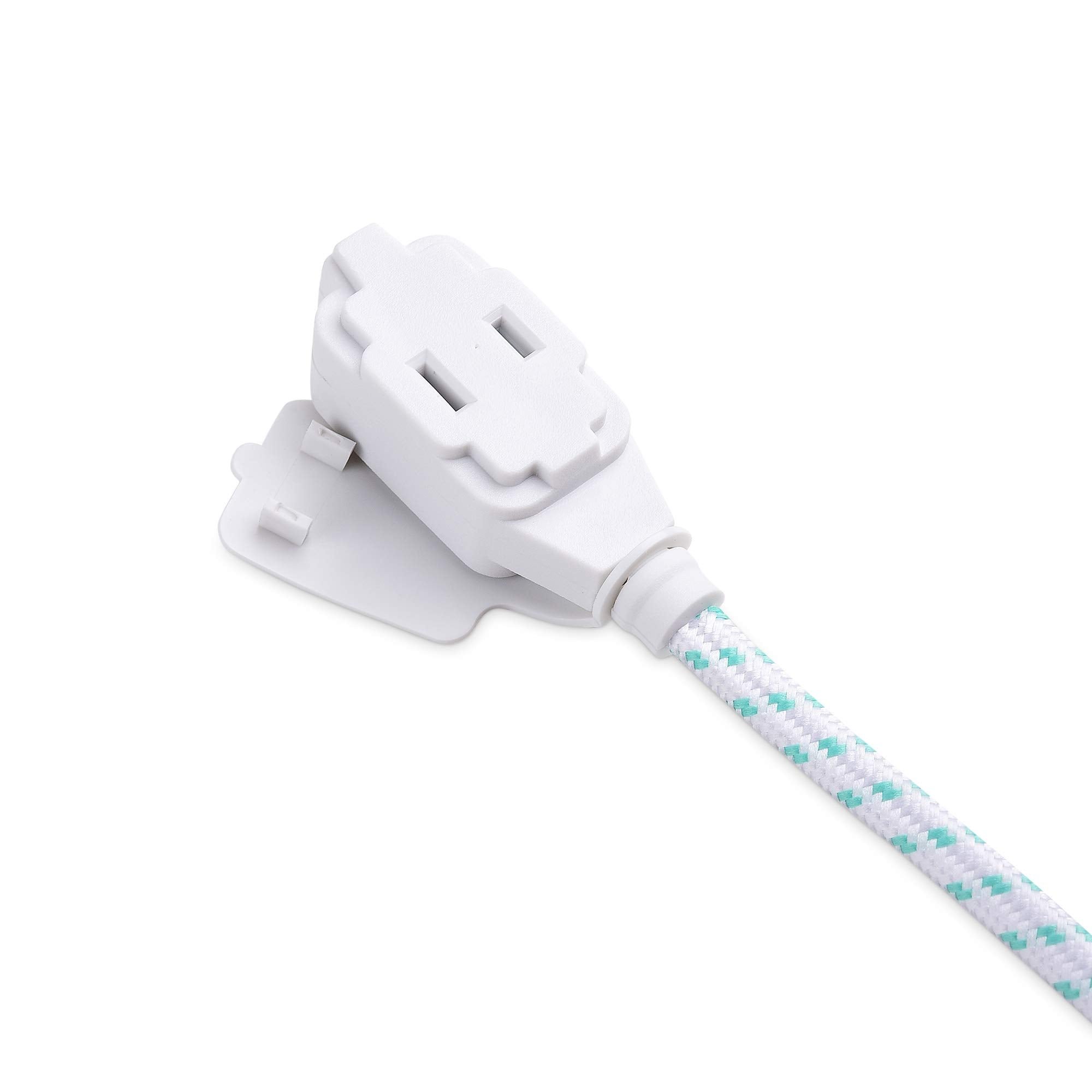 Cable Matters 2 Pack Premium Braided 3 Outlet Flat Extension Cord 2 Prong 10 Ft With Low Profile Plug