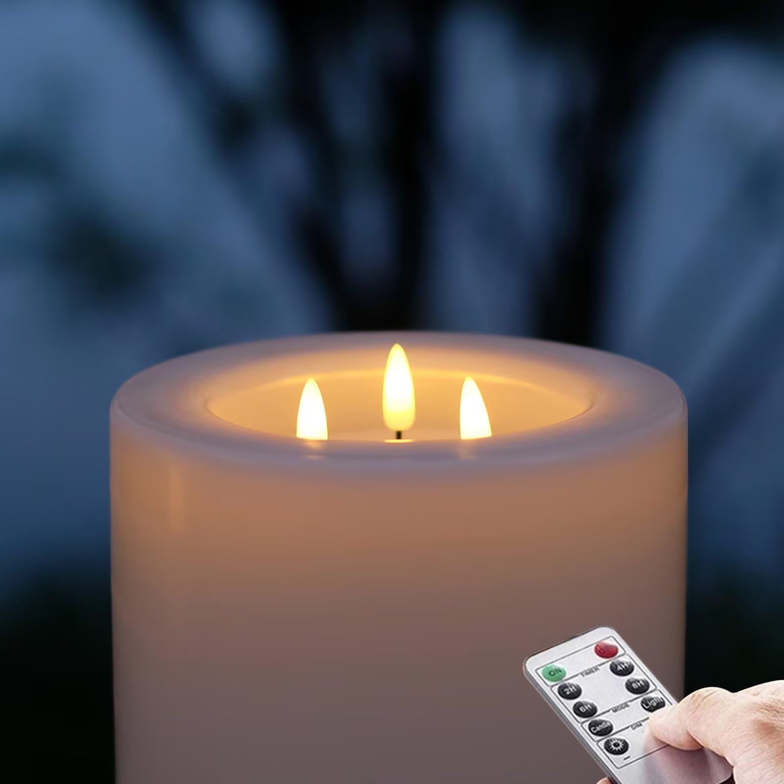 Outdoor Xl 6.45inch X 8inch Large Flameless Candles With Remote, Rainproof Waterproof, Led Battery Operated, Flickering Pillar Candles