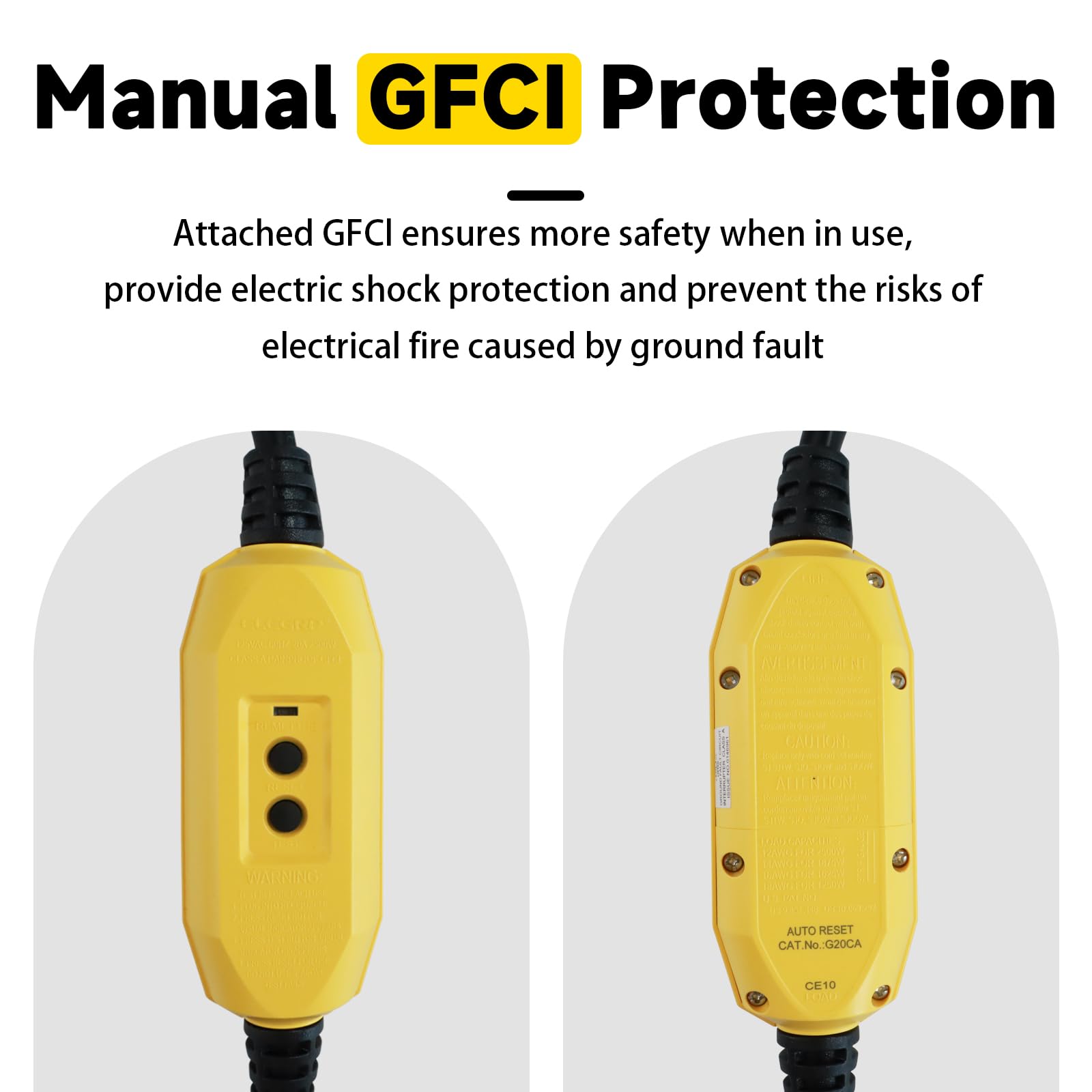 Ep 3 Ft Lighted Gfci Extension Cord With 3 Electrical Power Outlets   12/3 Sjtw Heavy Duty Black Pigtail Extension Cable With 3