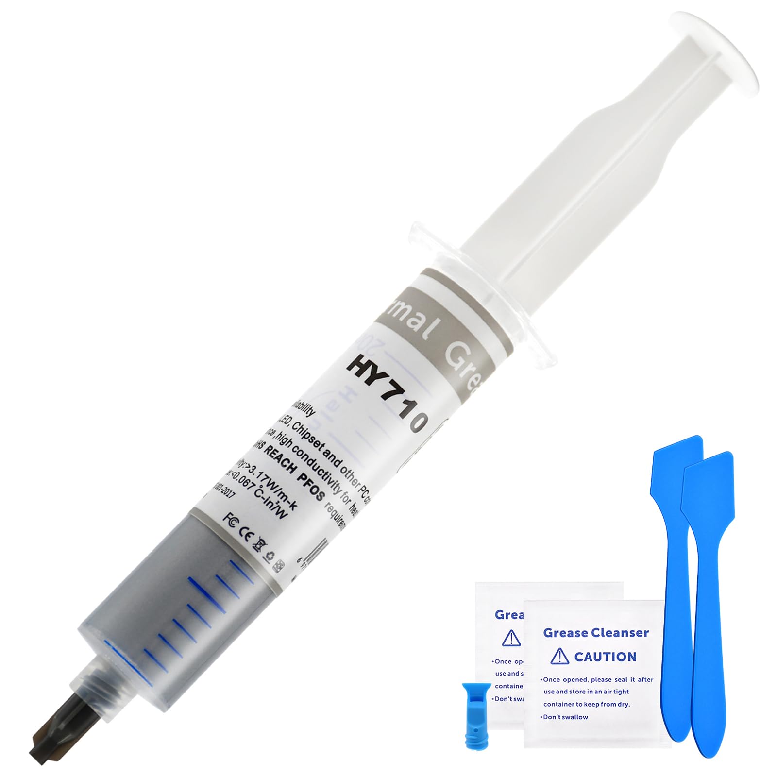 0.7Oz / 20G Hy710 3.17 W/Mk Thermal Paste Tube Kit, High Performance Thermal Compound Paste Silver Silicone Grease Heatsink For