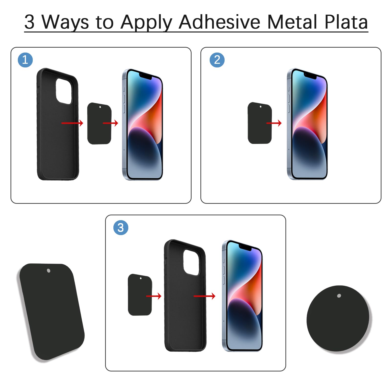 Dstelin Universal Metal Plate 4 Pack For Magnetic Phone Car Mount Holder Cradle, Compatible With All Magnetic Mounts- 2 Rectangl