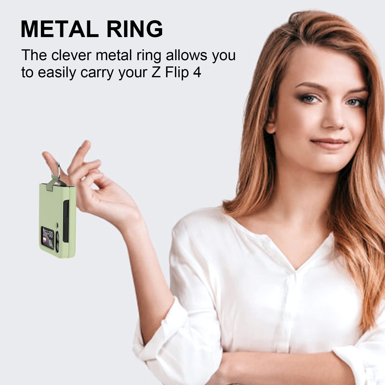 Samsung Galaxy Z Flip 4 Case Shockproof Heavy Duty Silicone Protective Cover With Ring Phone Case For Galaxy Z Flip 4 5G Green