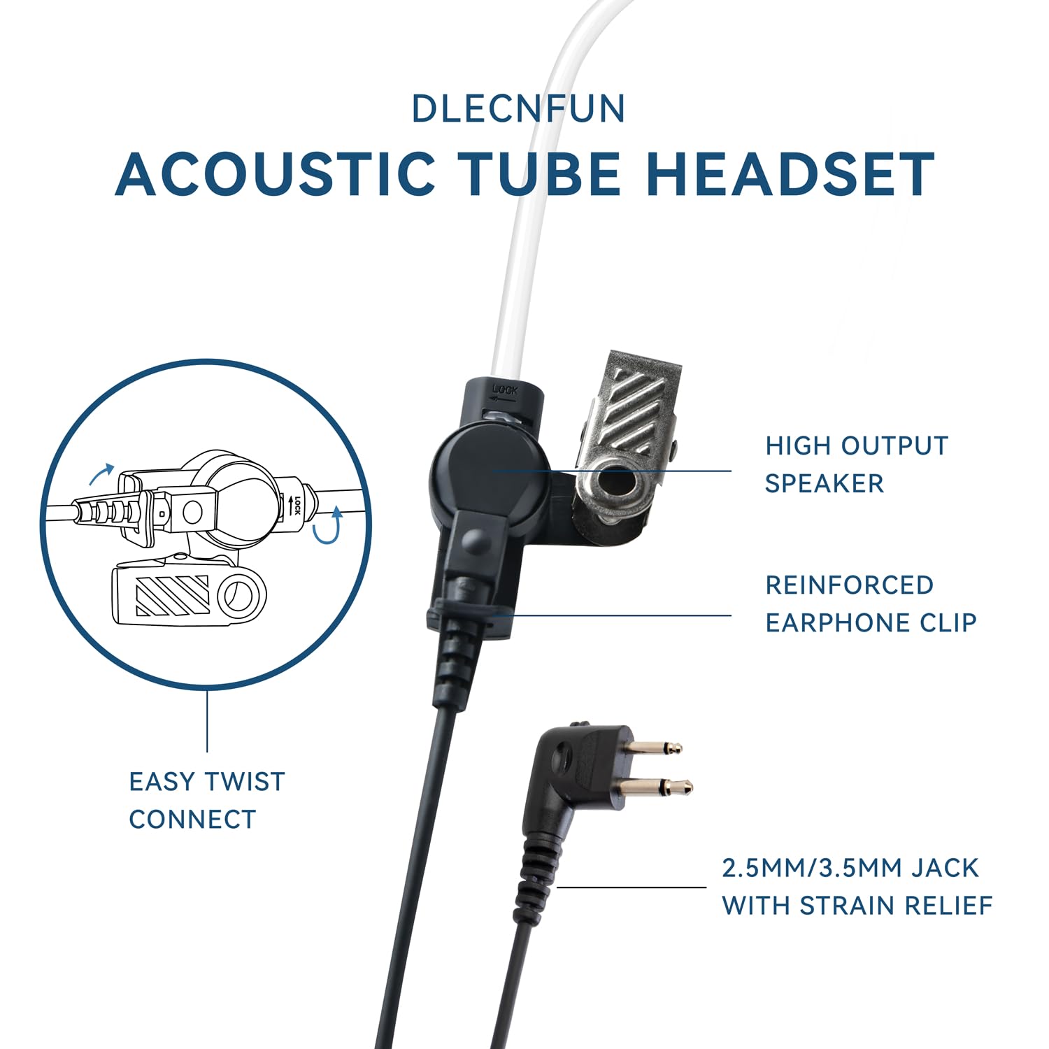 Dlecnfun Earpieces For Walkie Talkies With Mic 2 Pin 2.5Mm+3.5Mm Acoustic Tube Headset And Ppt Compatible With Motorola Two Way