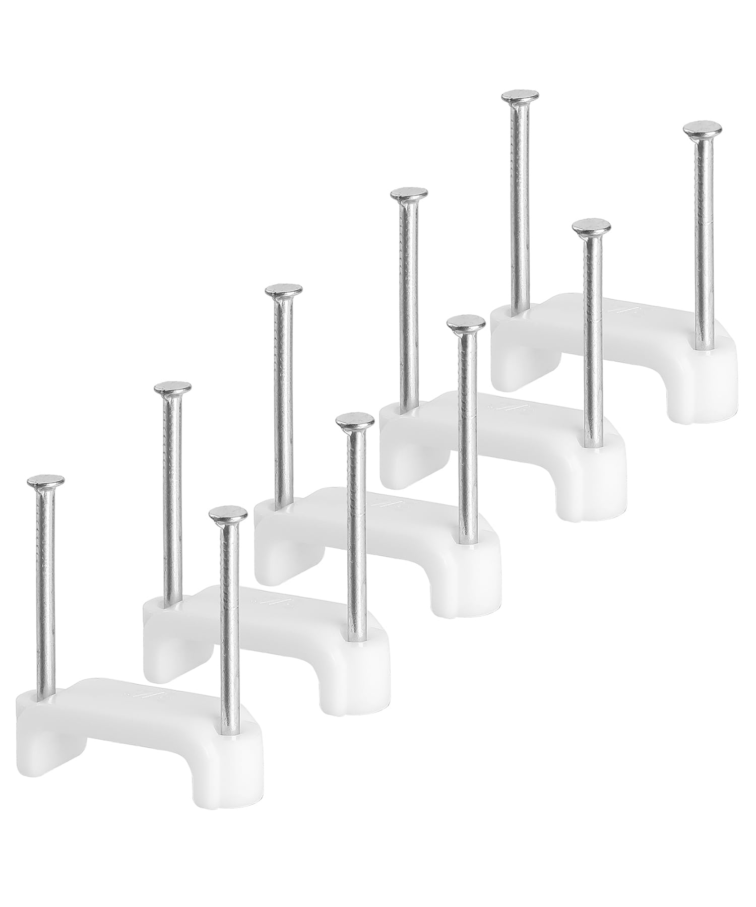 Bates  Cable Clips With Steel Nails, 200 Pcs, White, Large, 2 Nail Cord Clips For Wires On Wall, Cable Wall Clip, Wire Wall Clip